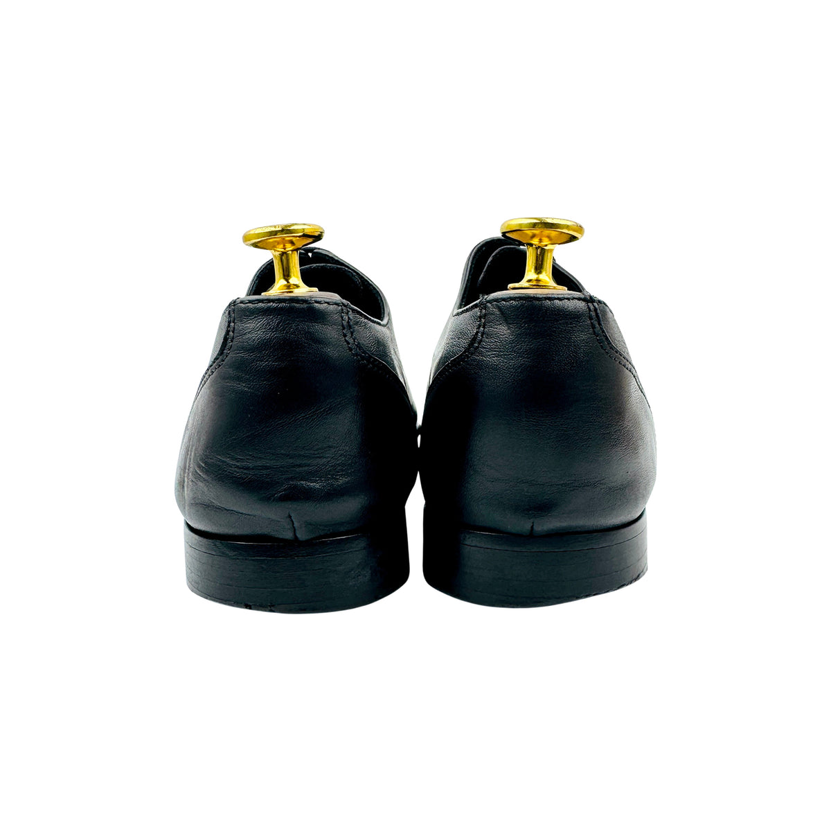 Versace Black Leather Cap Toe Derby Shoes (Size 41)