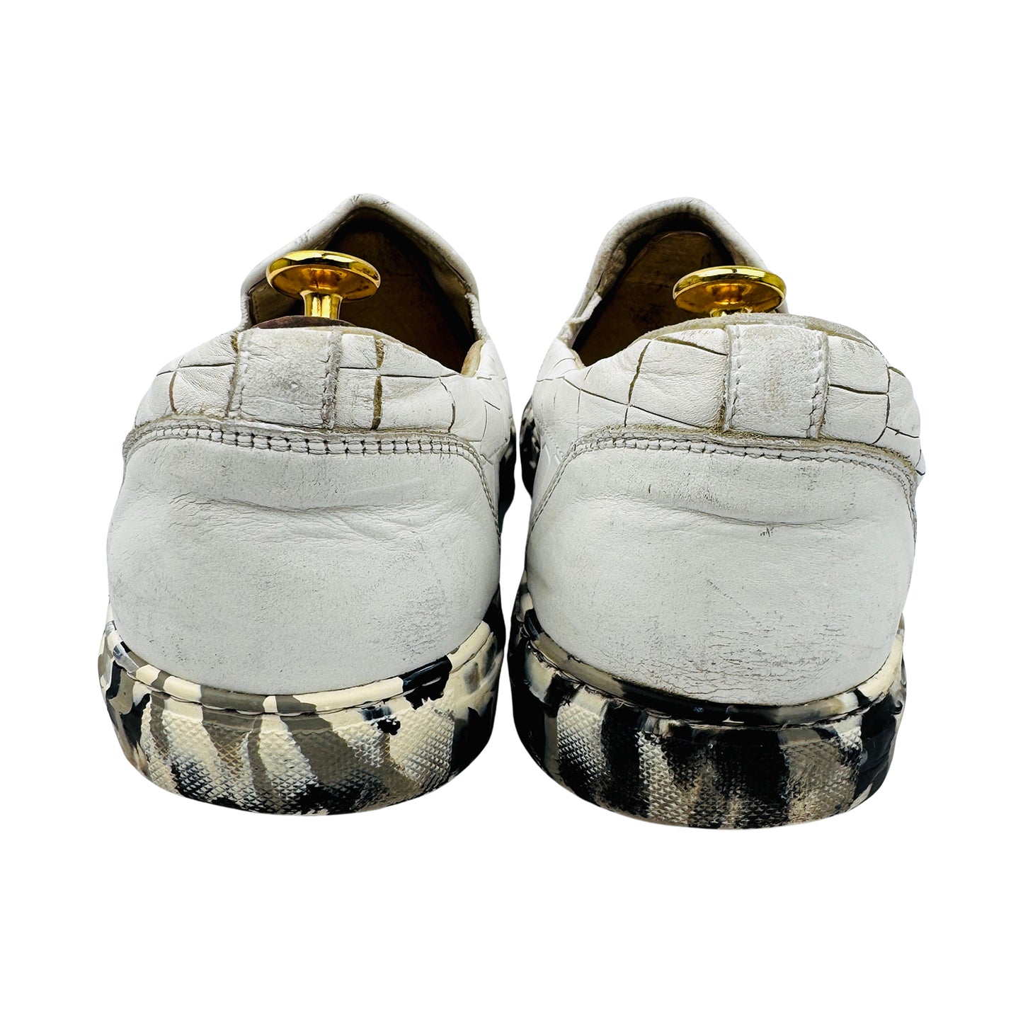 Roberto Cavalli Men's White Snake-Print Shoes (Size 44)