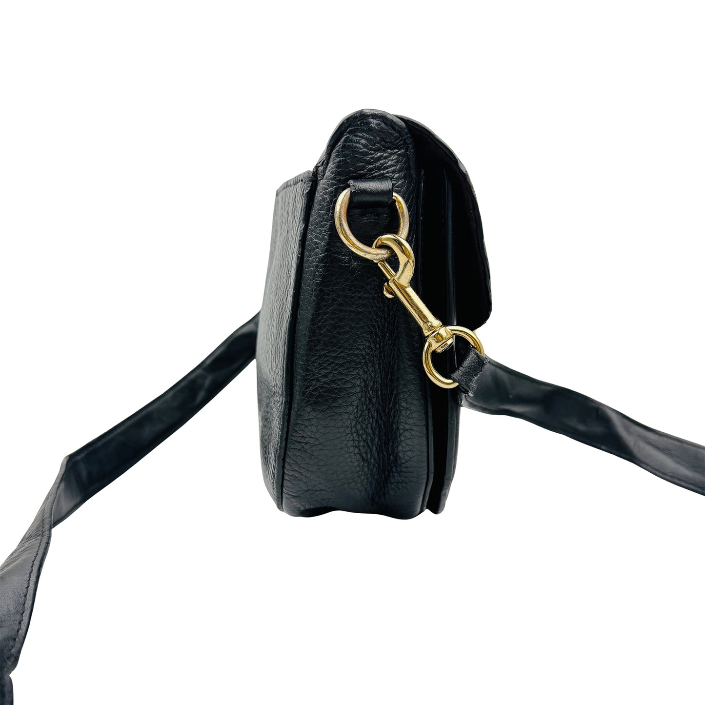 Coach Georgie Black Pebbled Leather Saddle Bag - C3241