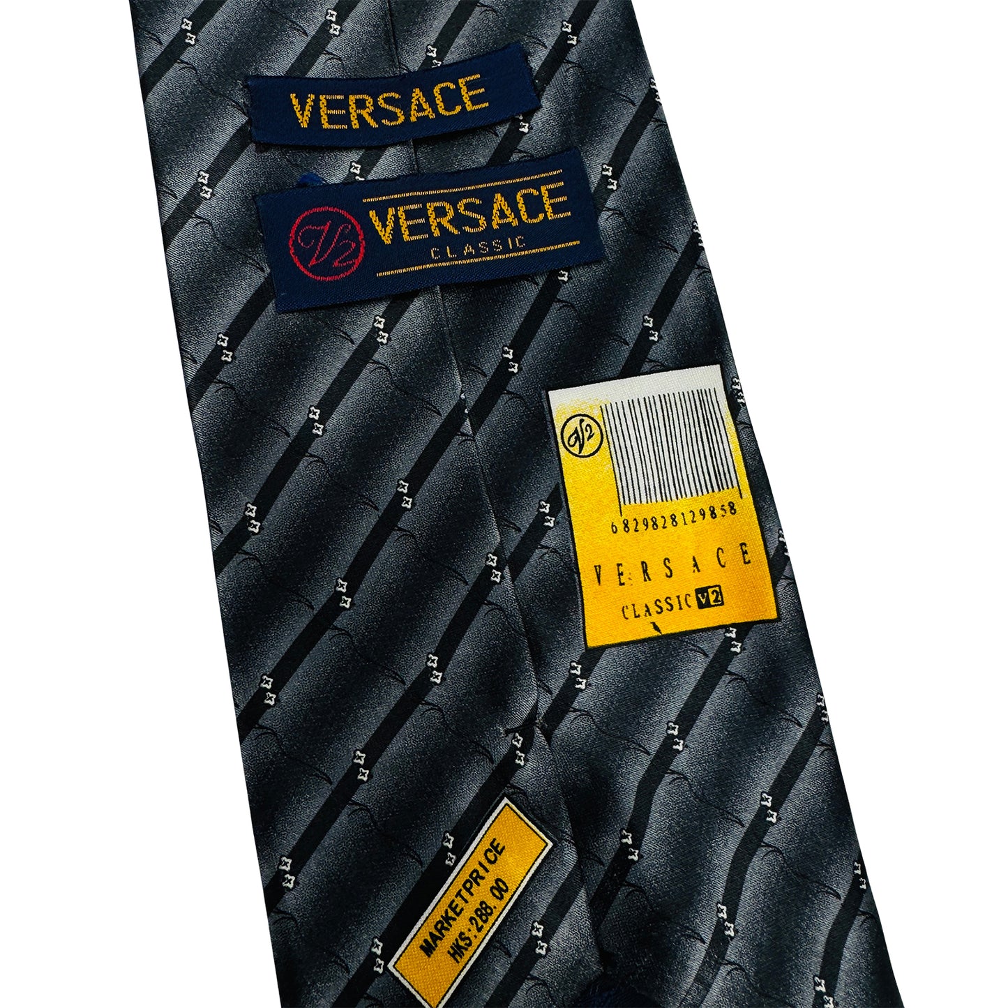 Versace Silver 'Diagonal Stripe' Tie (Size Regular)