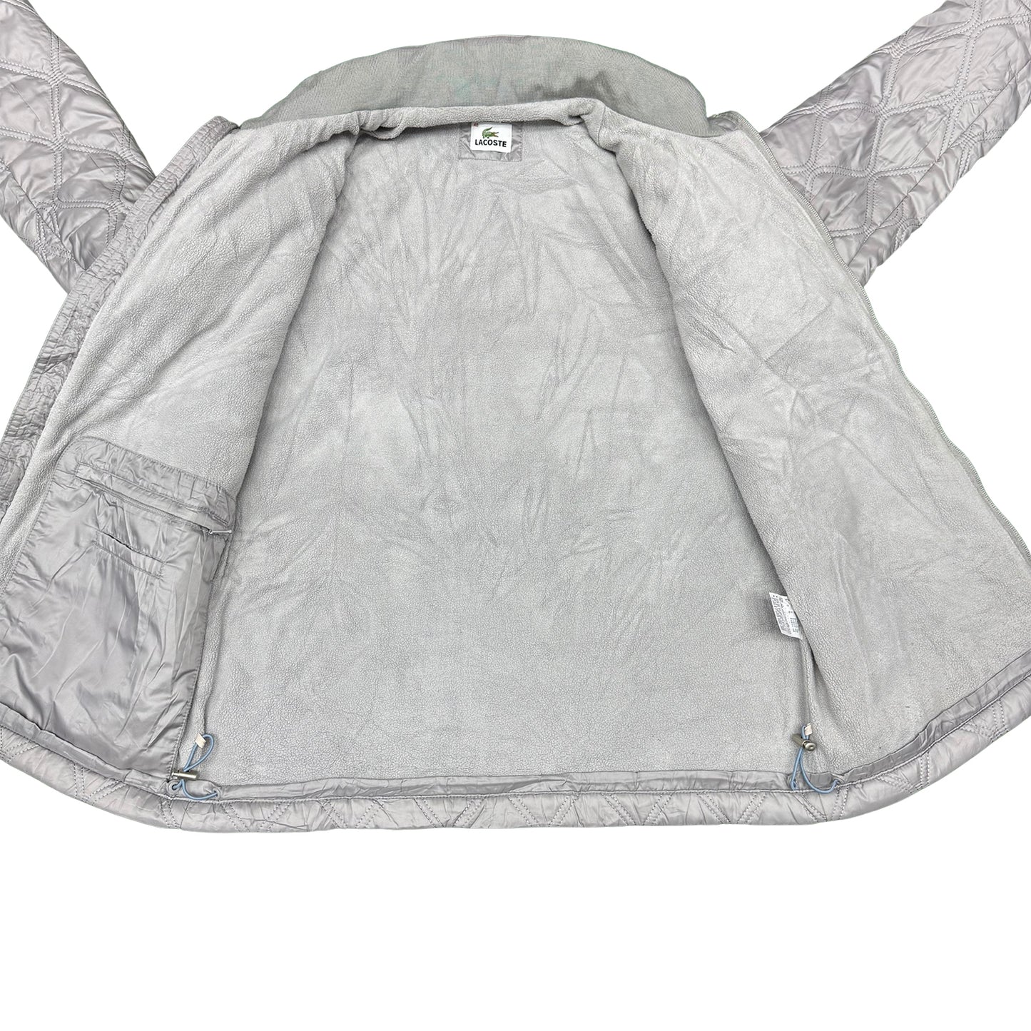 Lacoste Grey Quilted Zip-Up Jacket (Size Small)