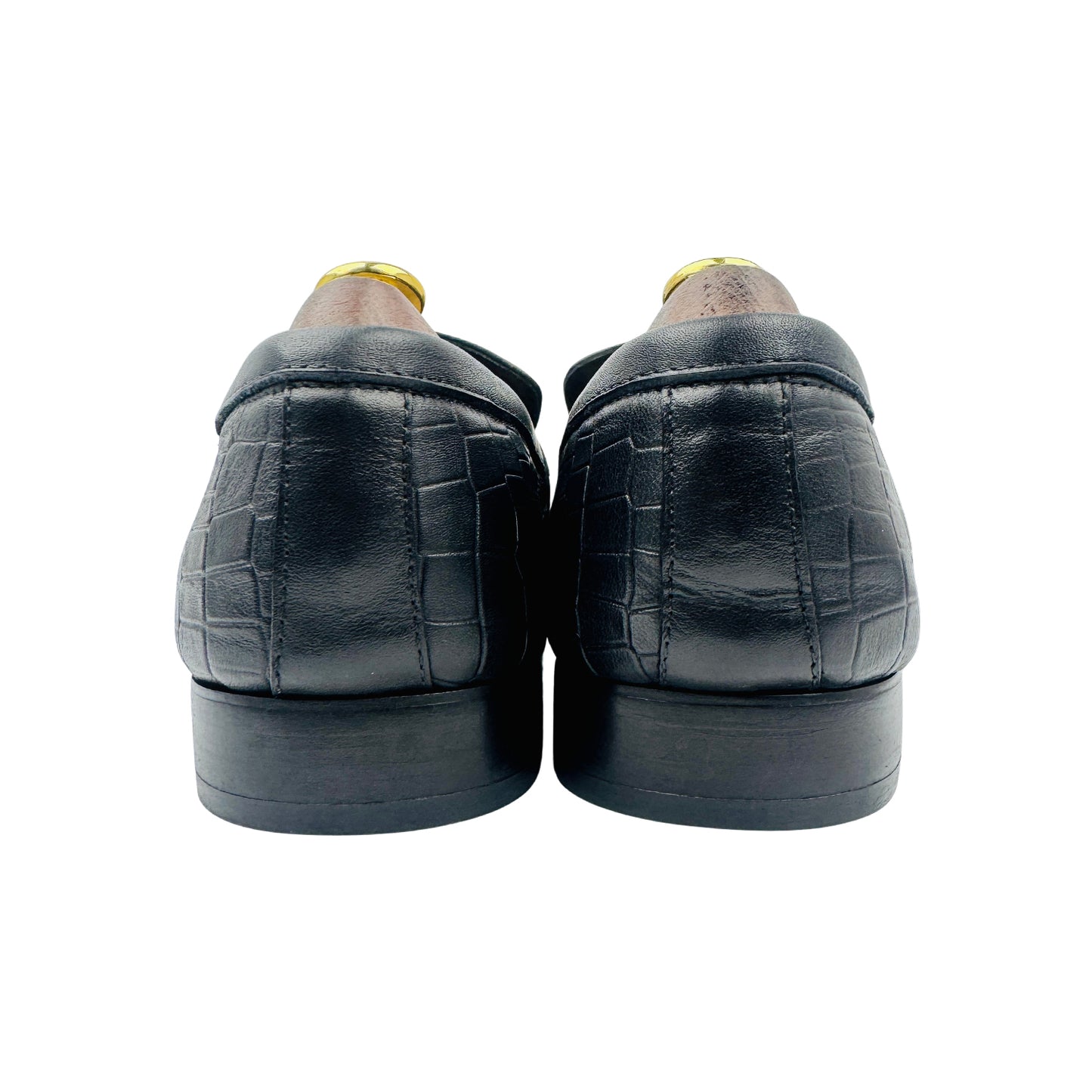 Gucci Black Croc-Embossed Horsebit Loafers (Size 42/42.5)