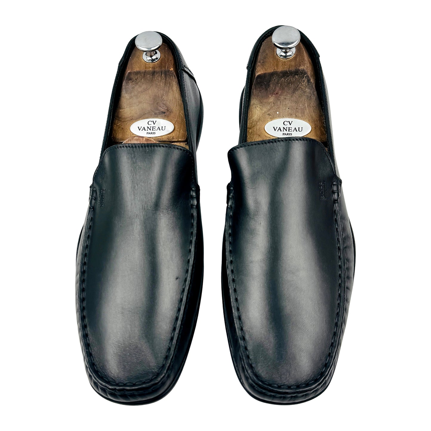Hugo Boss Men's Black Leather Driving Loafers (Size 44)