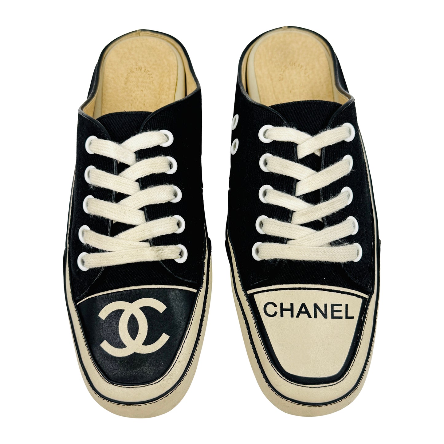 Chanel 'Black Off-White' Italian Mule Slides (Size 38) - 5068-2