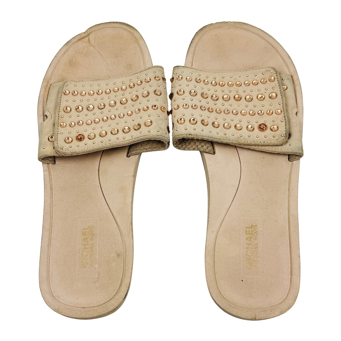 Michael Kors Women's Beige Leather Slides (Size 39)