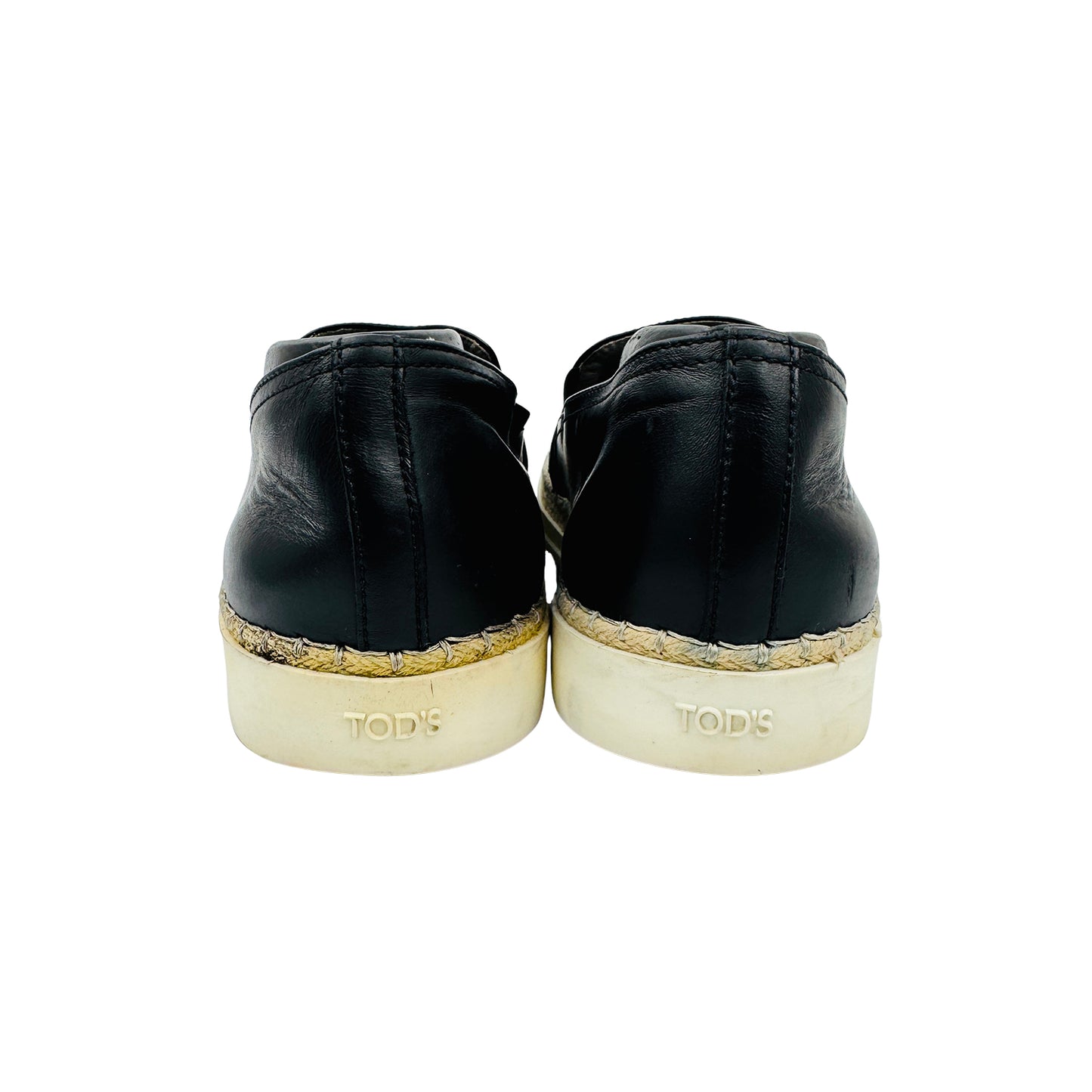 Tod's Black Leather Espadrille Shoes (Size 39/39.5)