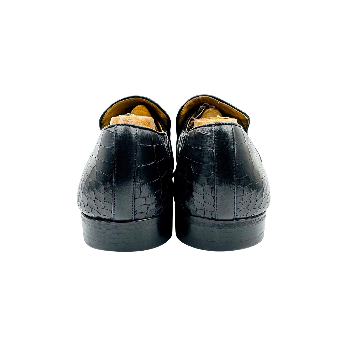 Magnanni Men's Black Croc Embossed Leather Shoes (Size 43)