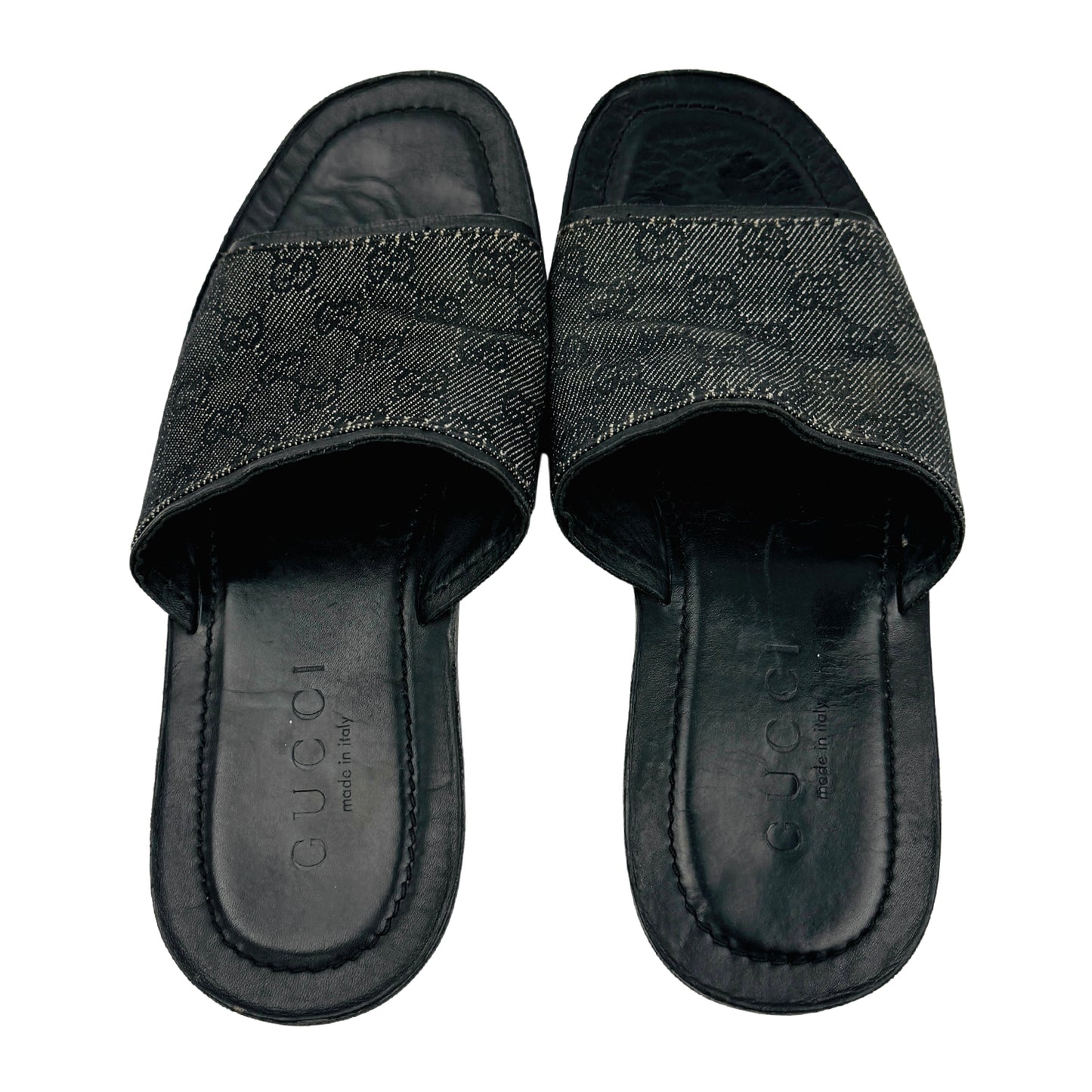 Gucci Men's Black GG Monogram Slides (Size 42)