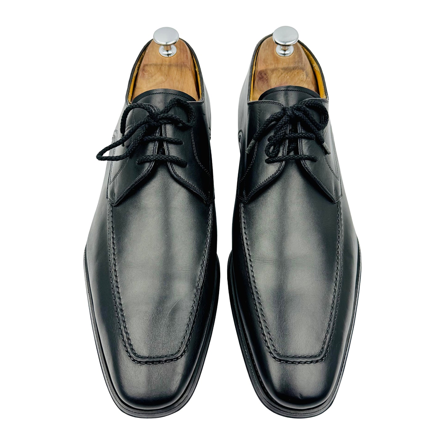 Magnanni Men's Black Leather Derby Shoes (Size 45)