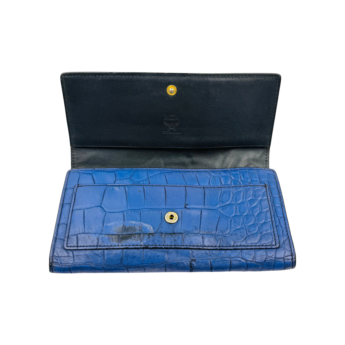 MCM Crocodile-Embossed Leather Long Trifold Wallet