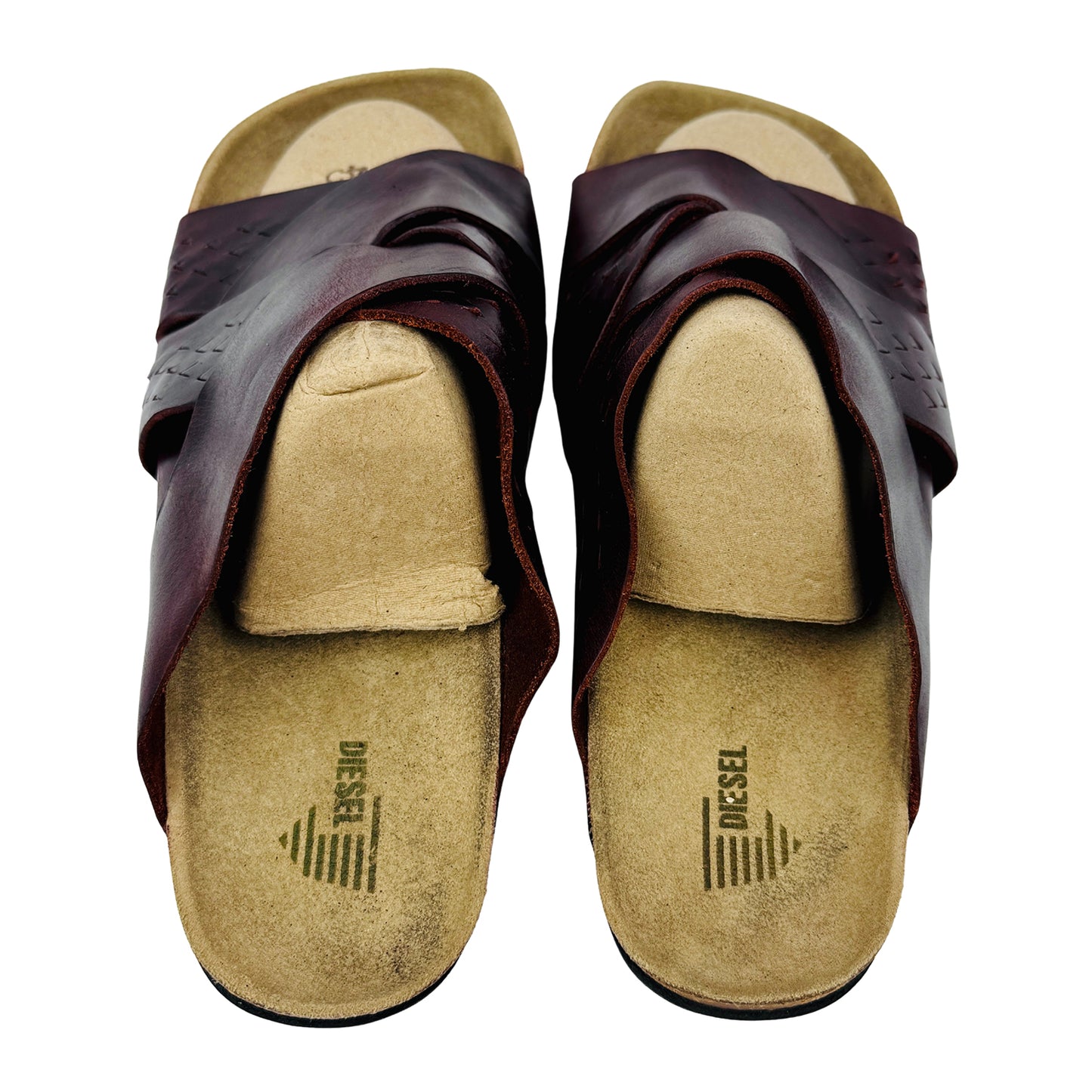Diesel Men's Burgundy Leather Slippers (Size 44.5/45)