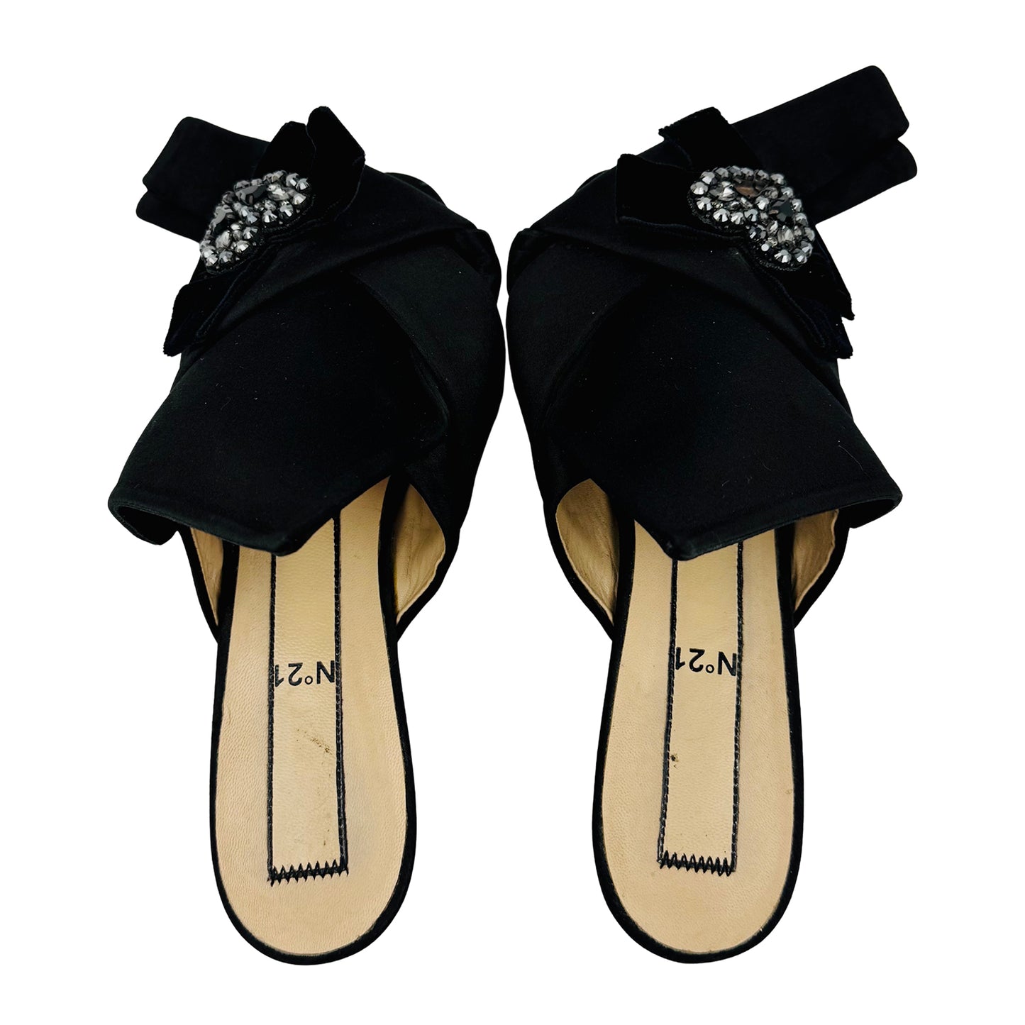 N21 Women's Black Satin Sandal Slides (Size 39)