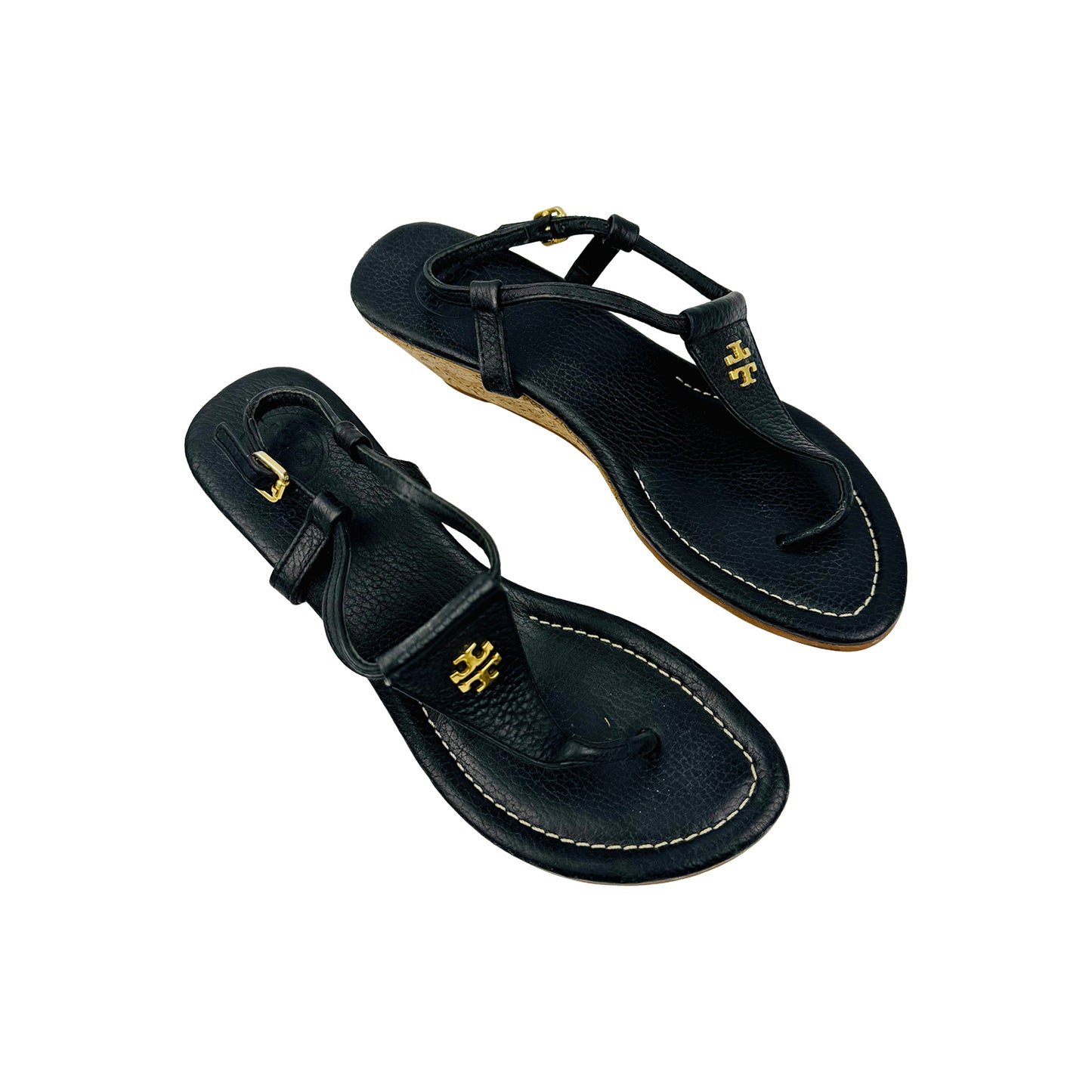 Tory Burch Black Leather Thong Sandals (Size 39)