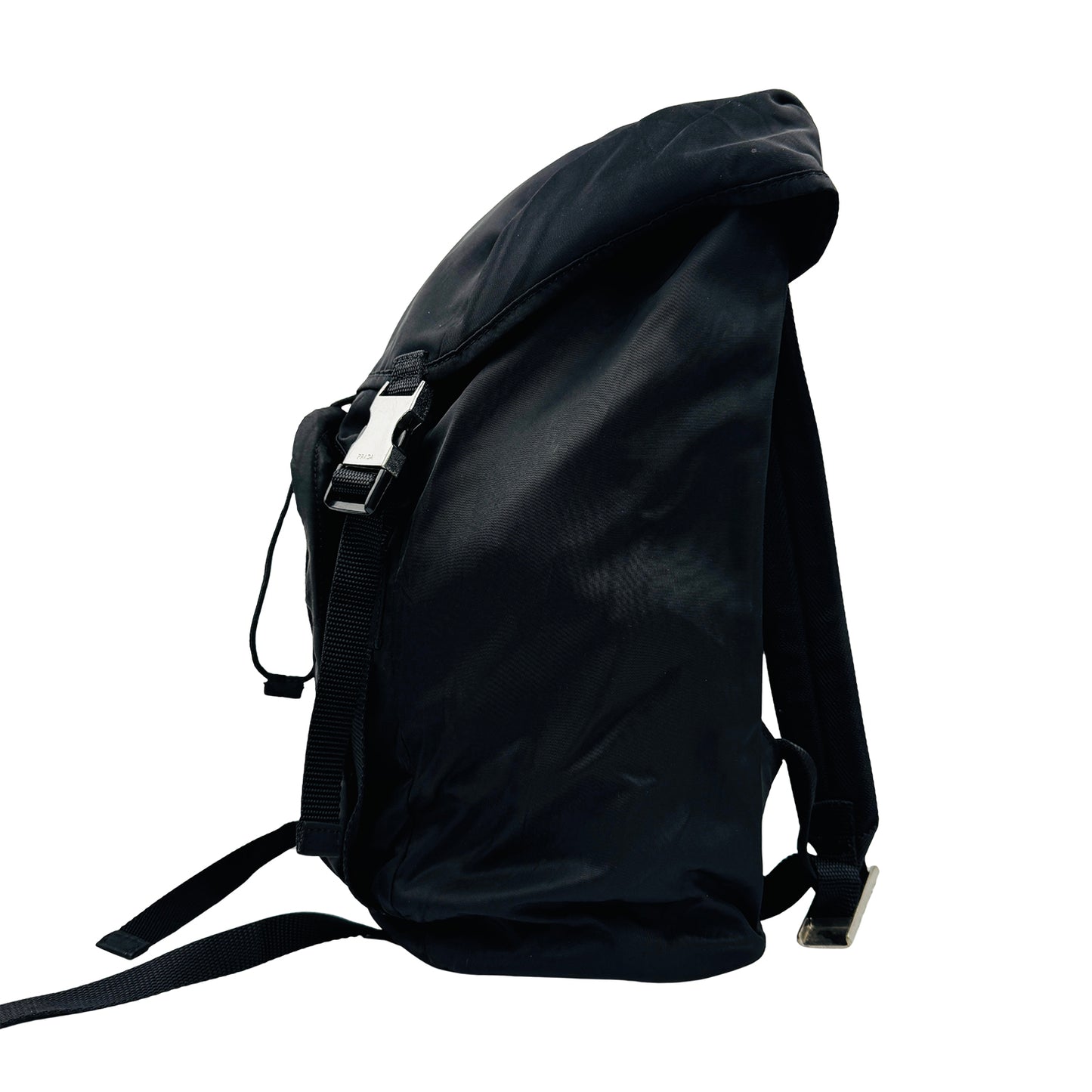 Prada Black Tessuto Nylon Double Buckle Backpack