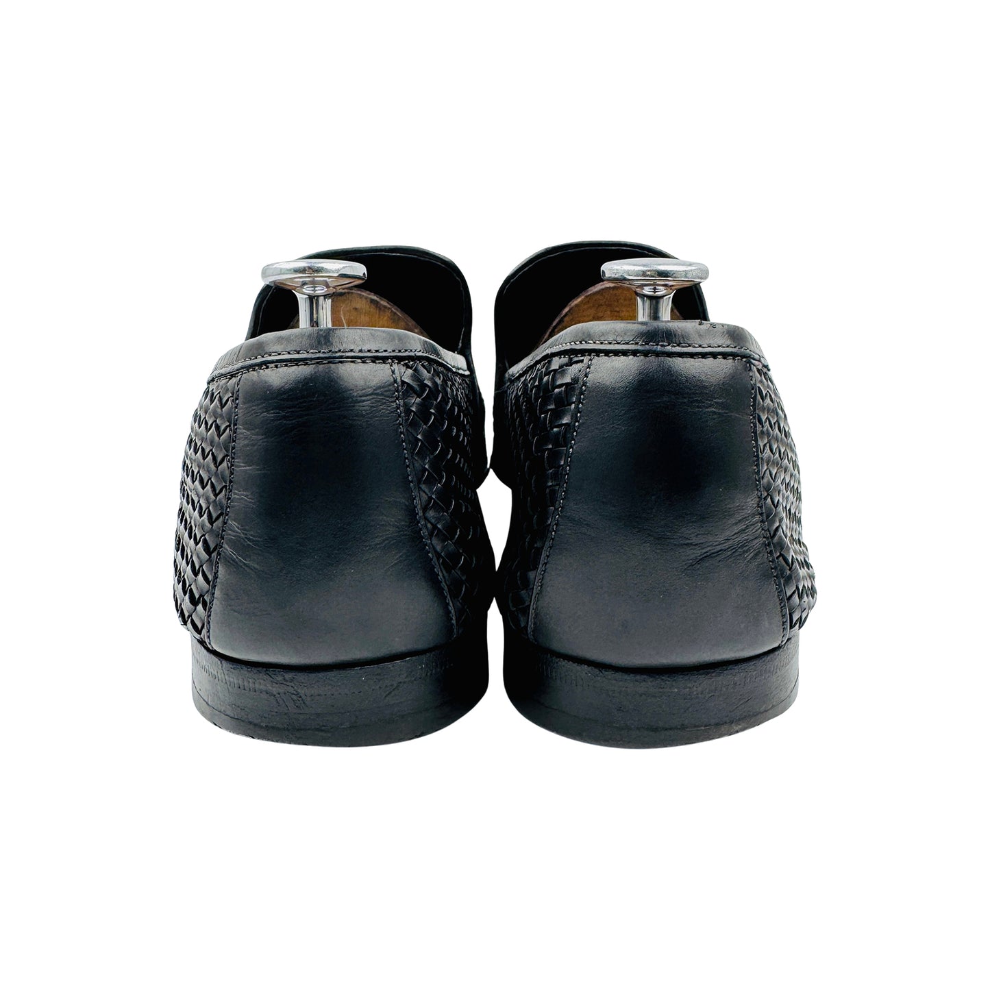Santoni Hand Woven Black Leather Loafers (Size 45.5)