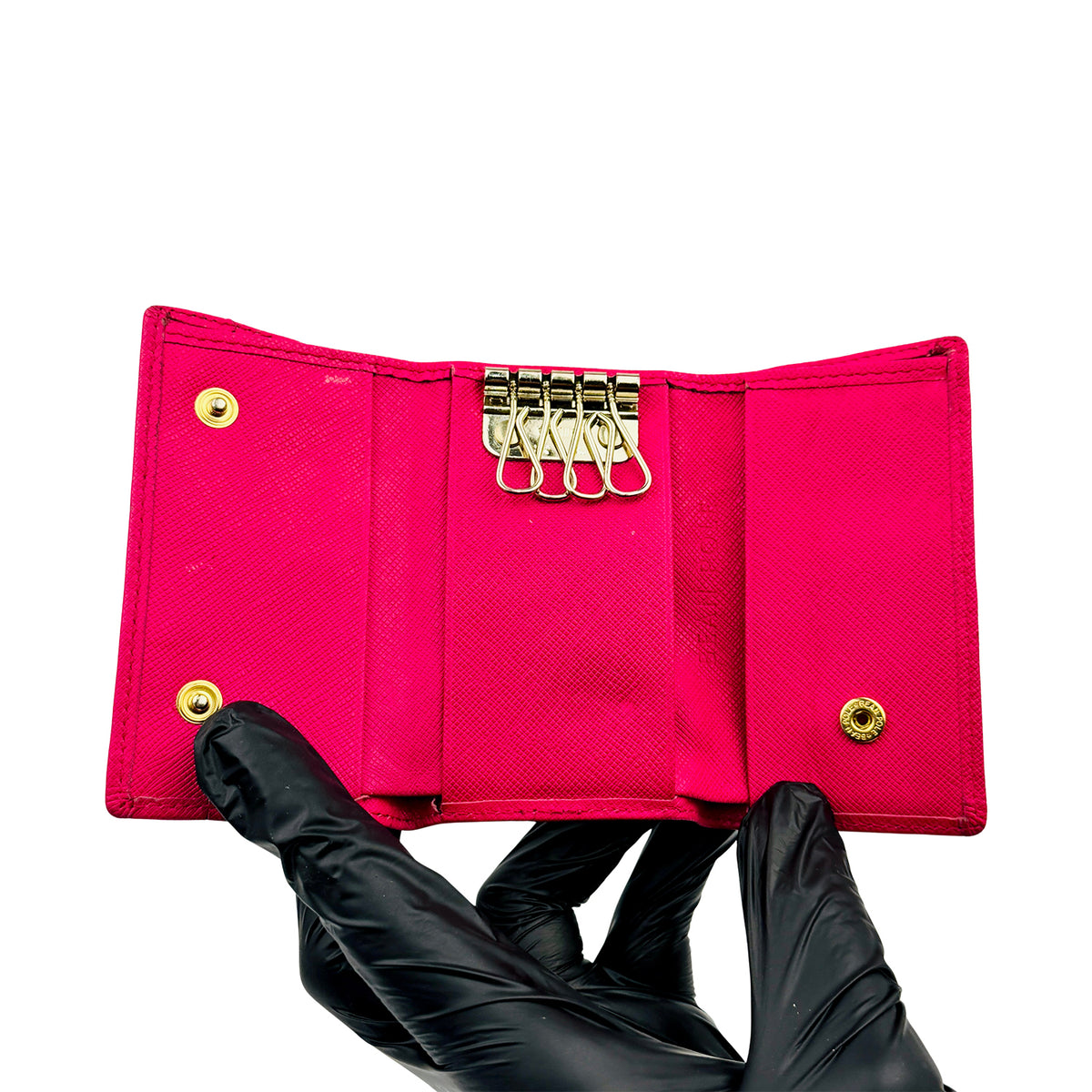 Bean Pole Hot Pink Checkered Key Holder Wallet