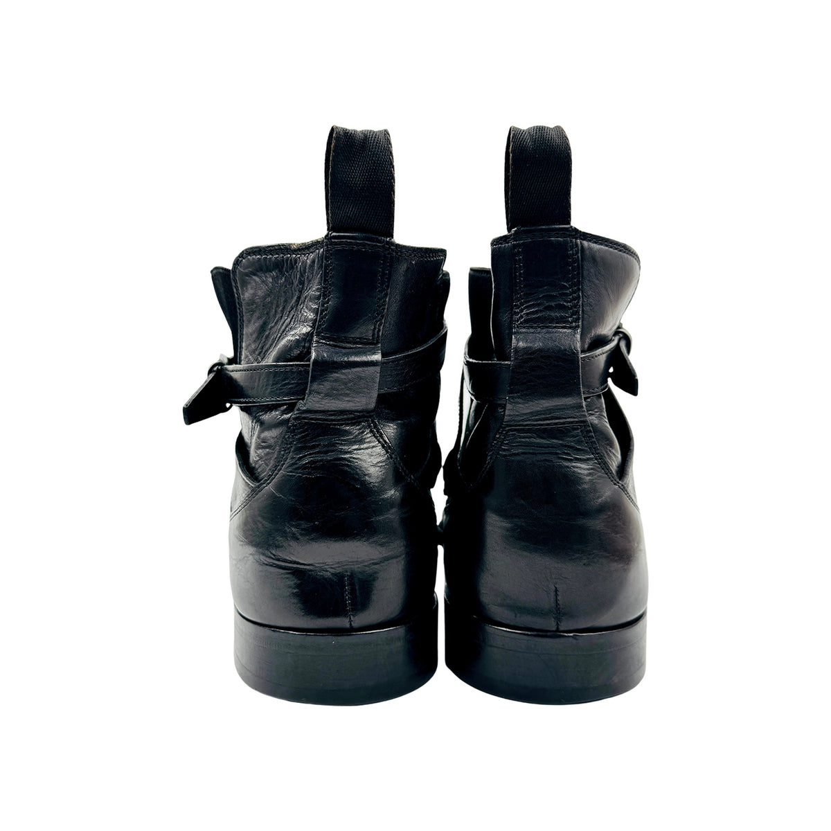 Hugo Boss Black Leather Buckle Ankle Boots (Size 44/44.5)