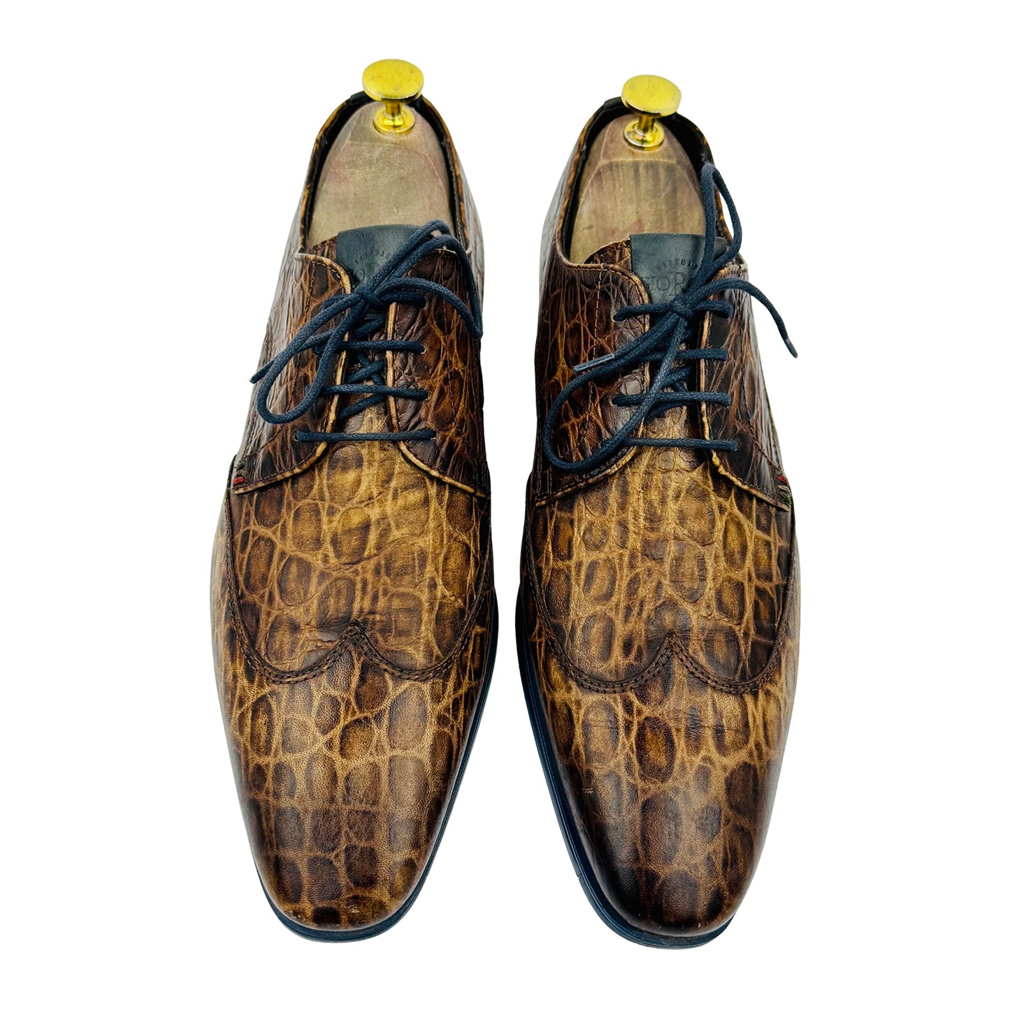 Giorgio 1958 Brown Crocodile Embossed Derby Shoes (Size 42)