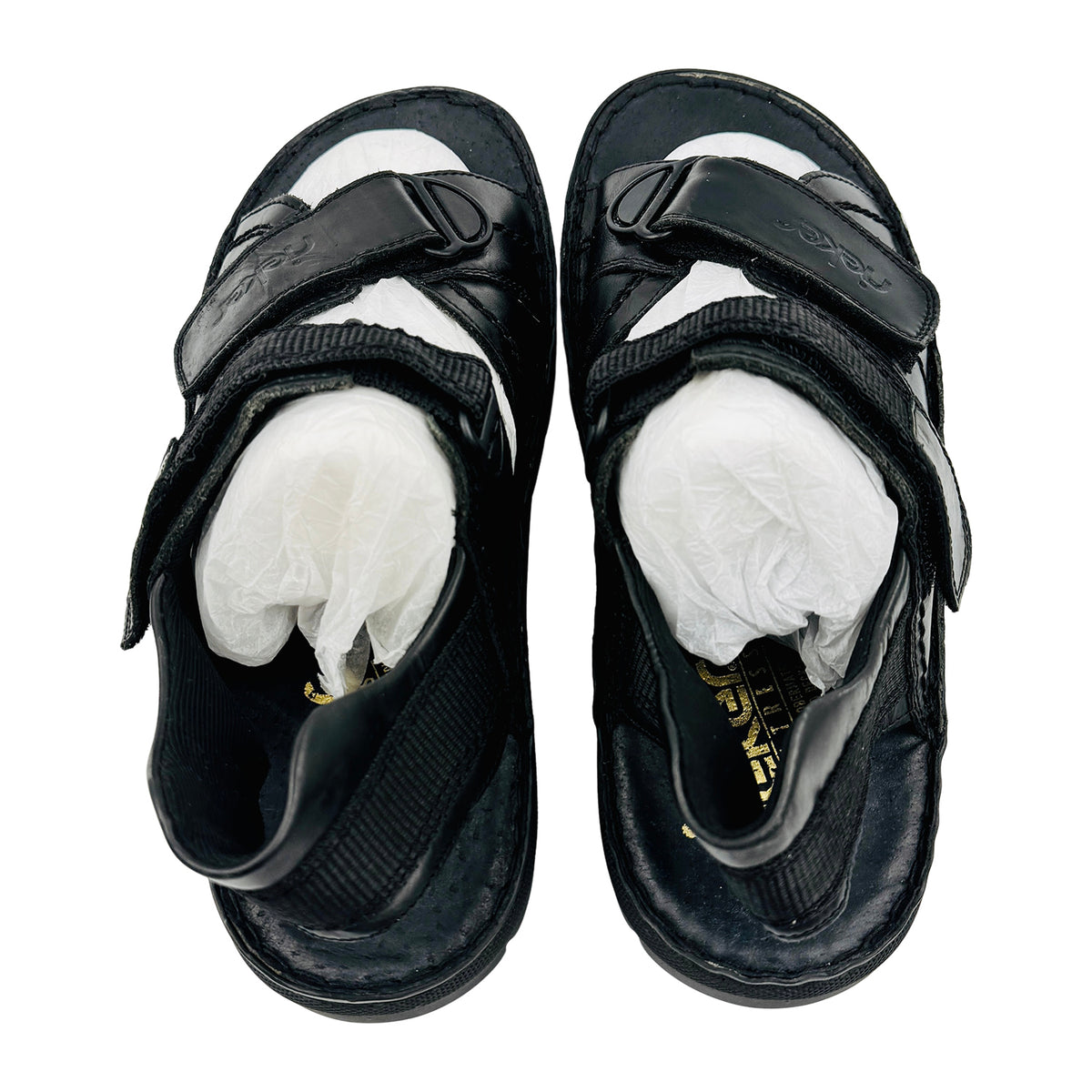 Rieker Black Leather Velcro Strap Sandals (Size 40)