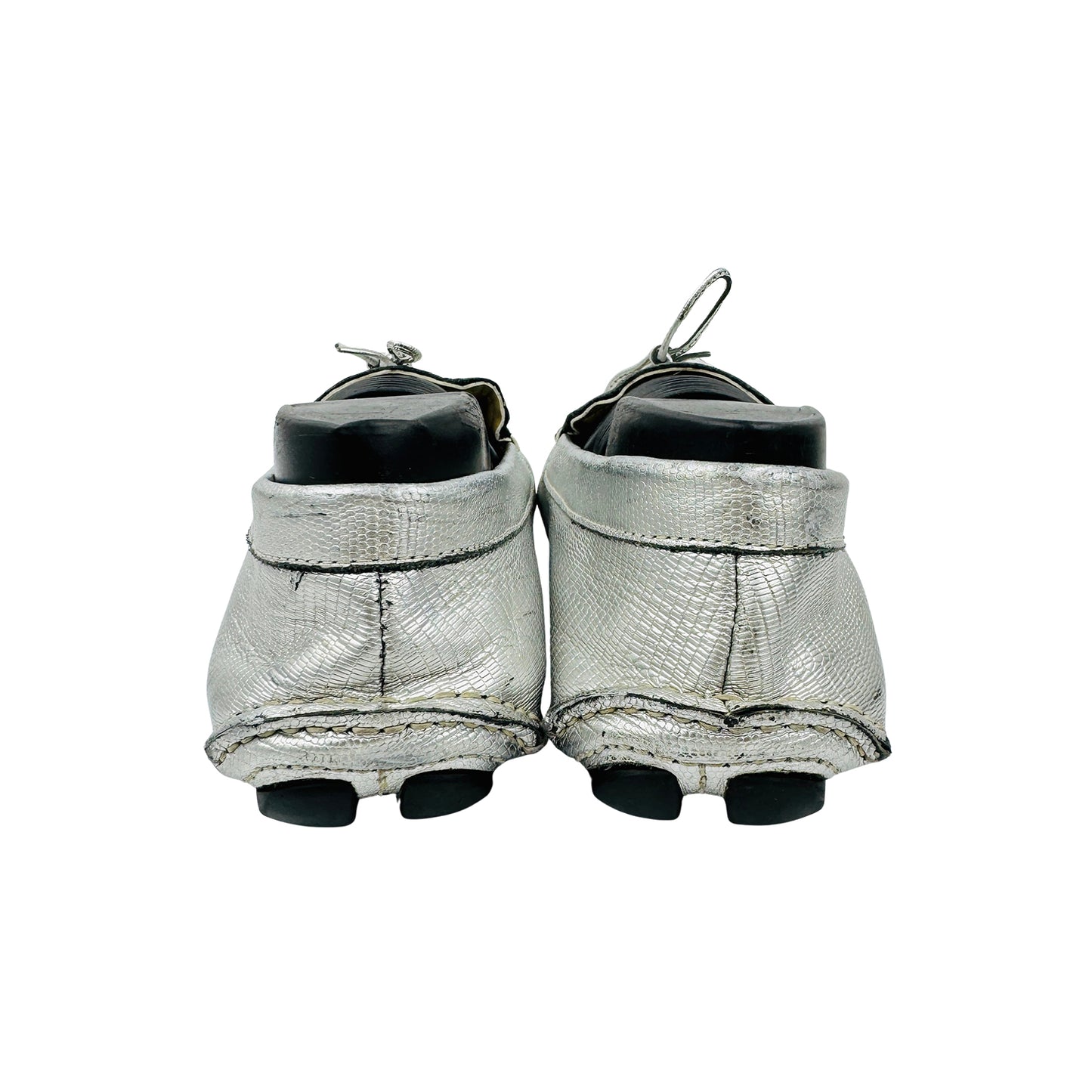Prada Silver Metallic Leather Loafers (Size 41)