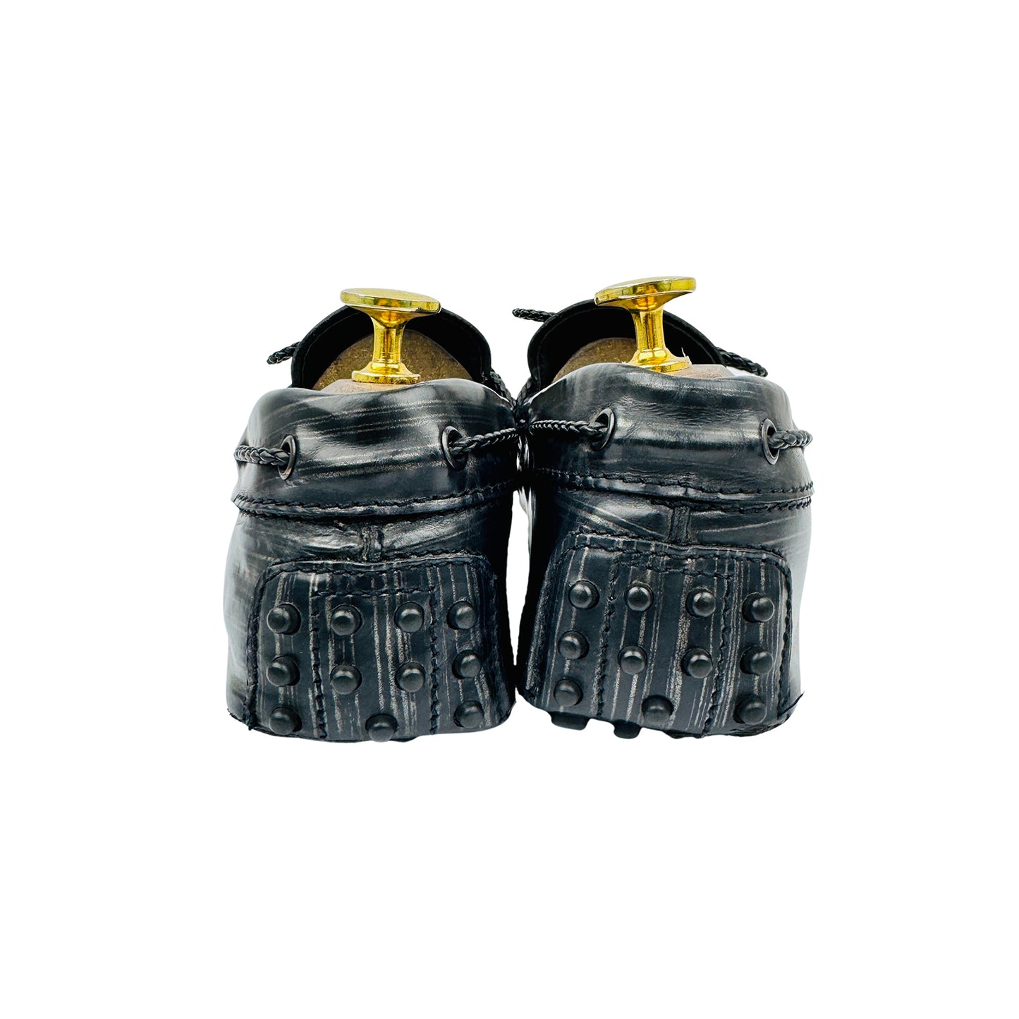 Tod’s Textured 'Black Grey' Patent Leather Loafers (Size 41)