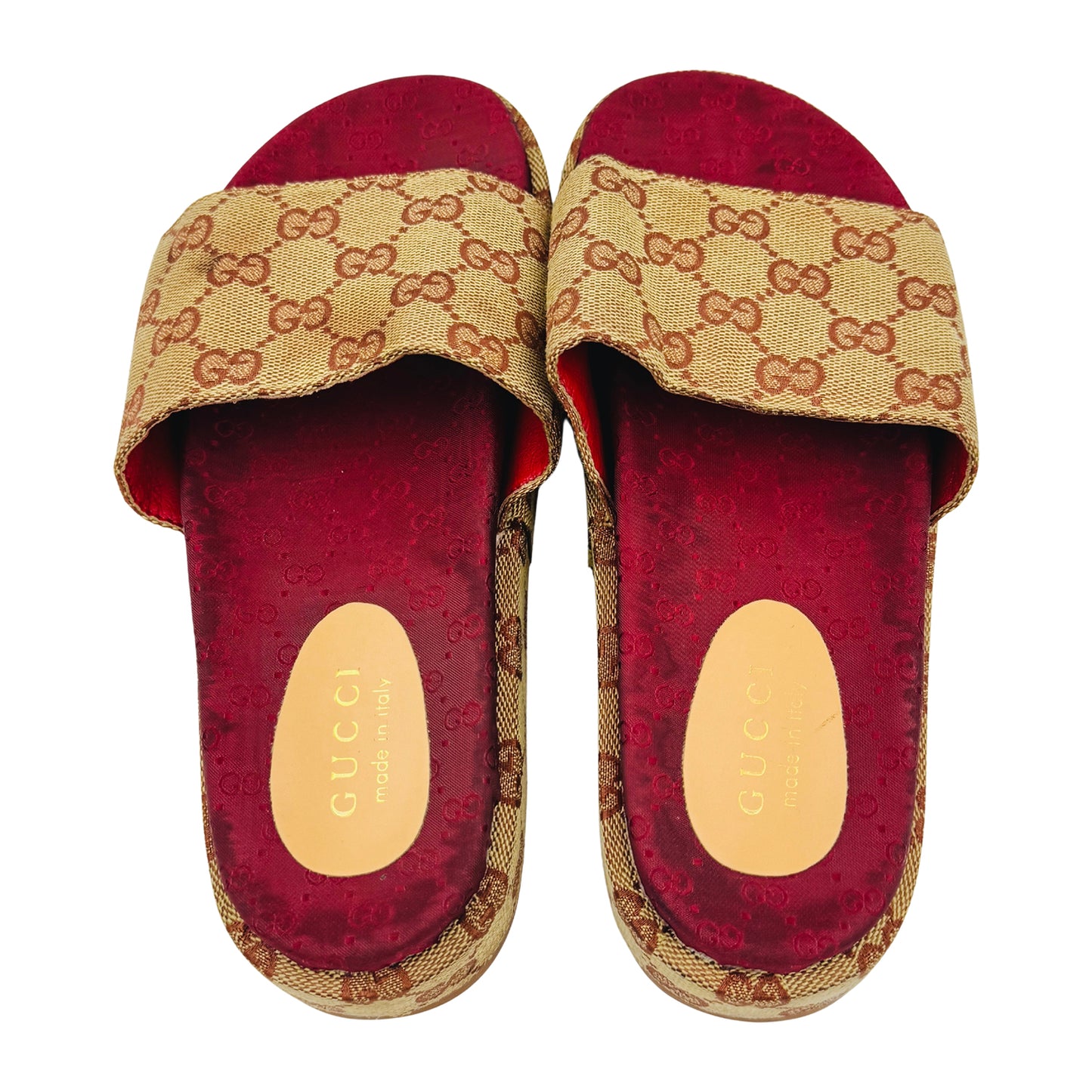 Gucci Angelina GG Supreme Platform Slides (Size 39)