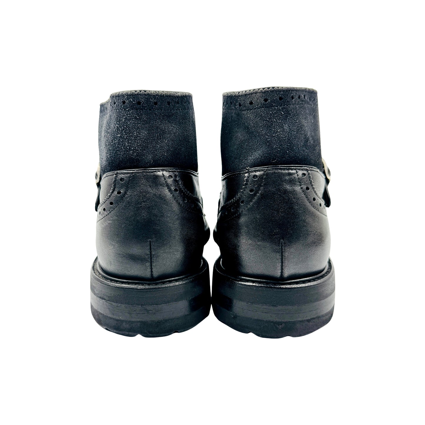 Calce Black Double Monk Strap Ankle Boots (Size 43.5)