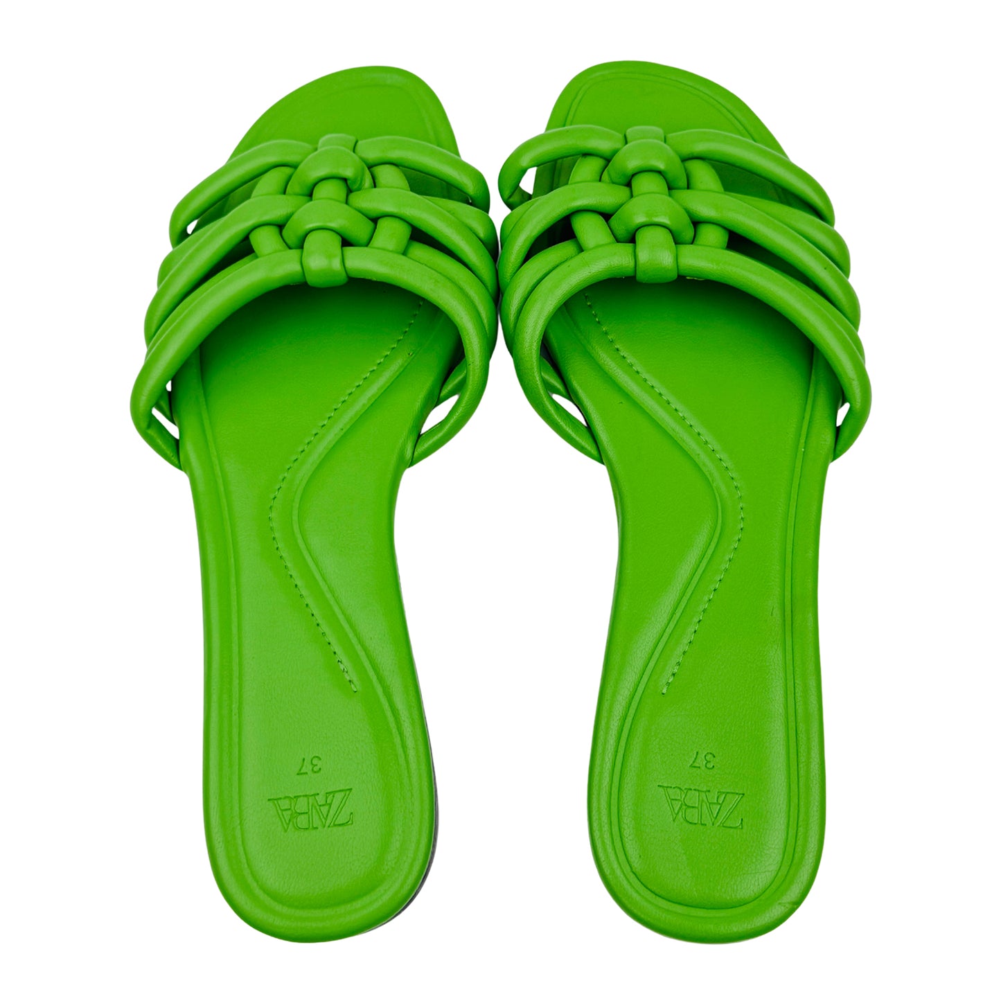 Zara Women's Green Leather Slippers (Size 37)