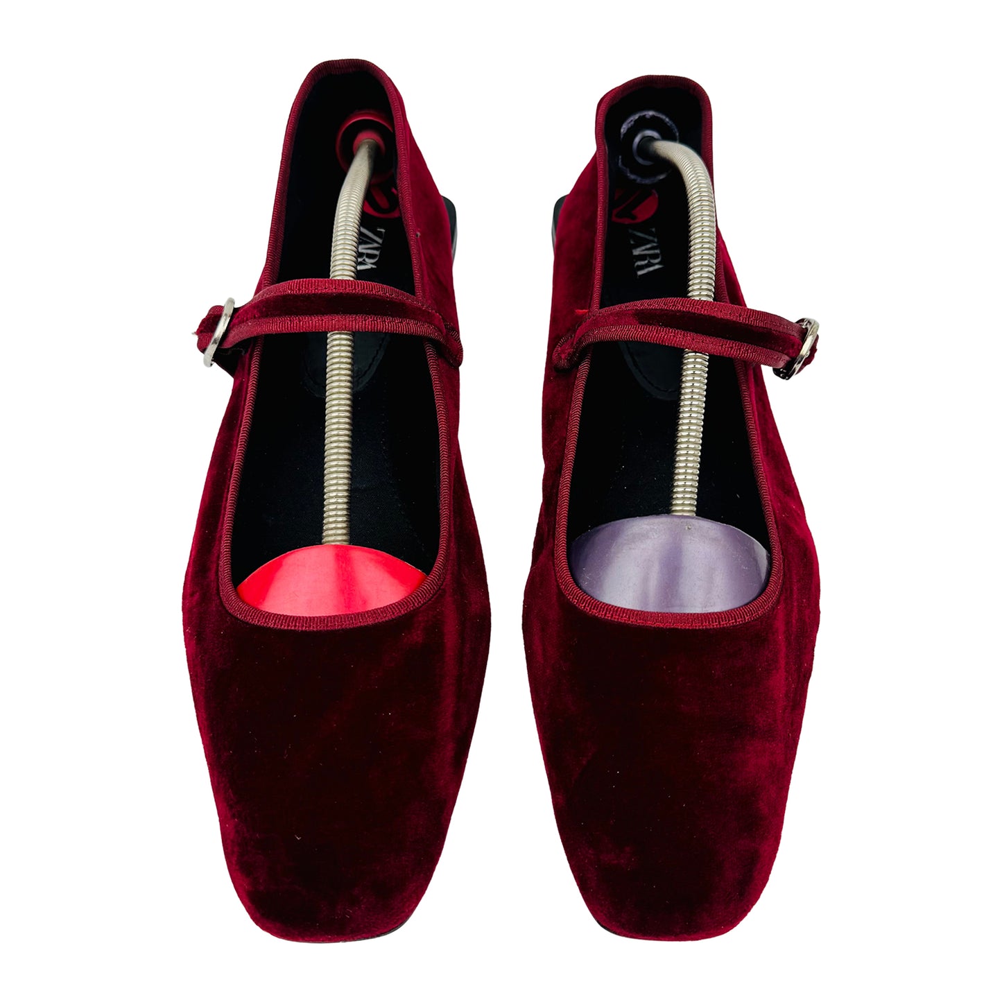 ZARA Velvet Mary Jane Burgundy Shoes (Size 41)