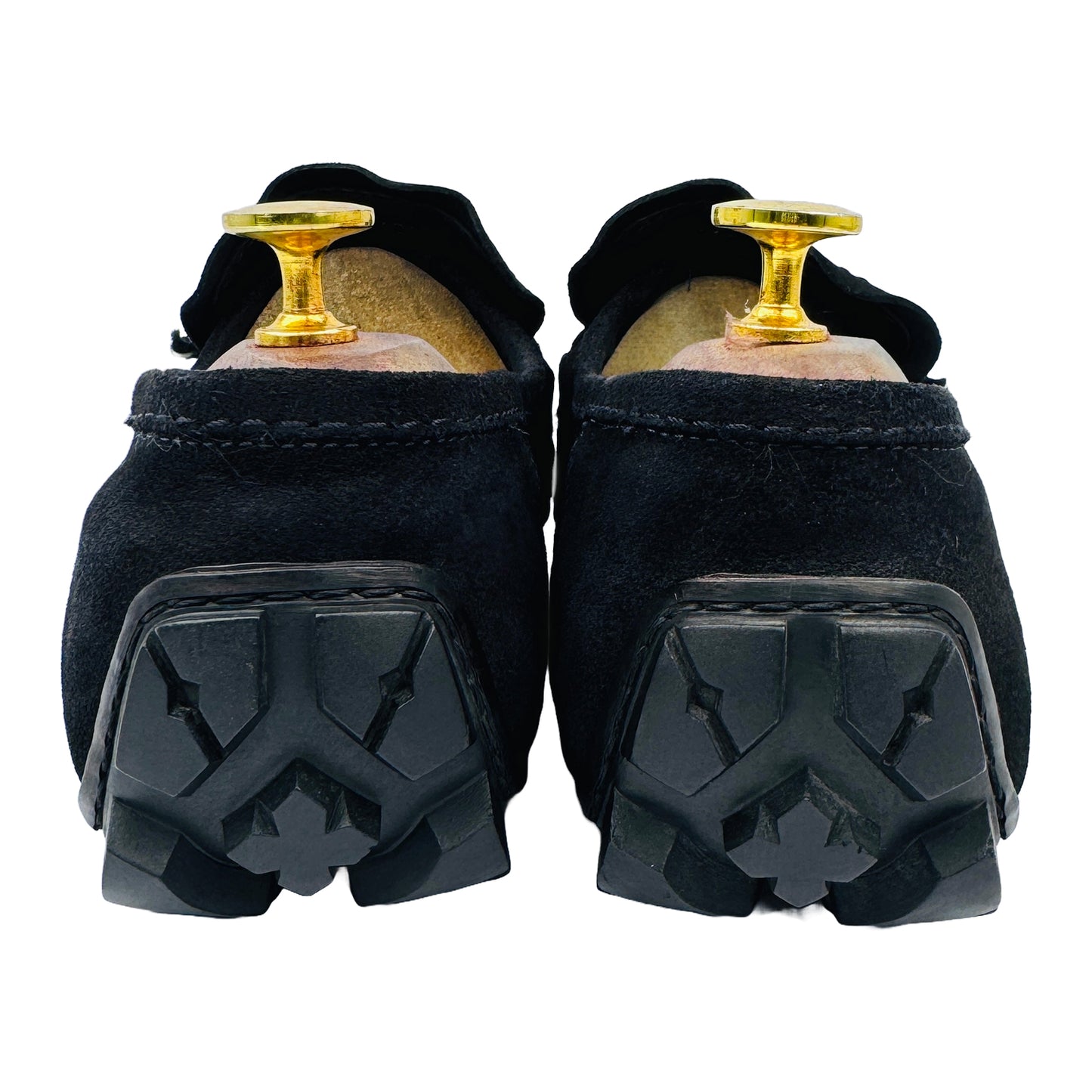 Back Side image of Gucci Men's Suede Dark Blue Loafers (Size 42) - 162618