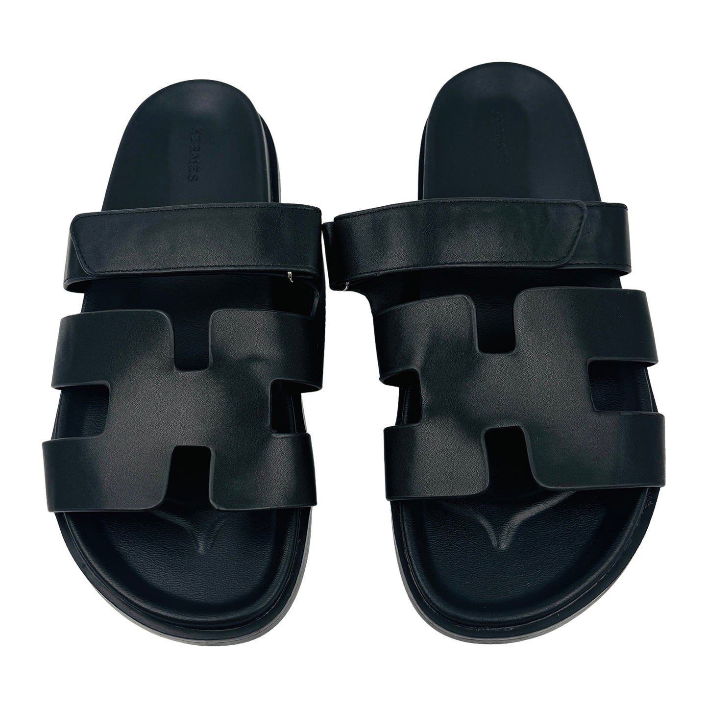Hermès Chypre Black Sandal Slides (Size 41)