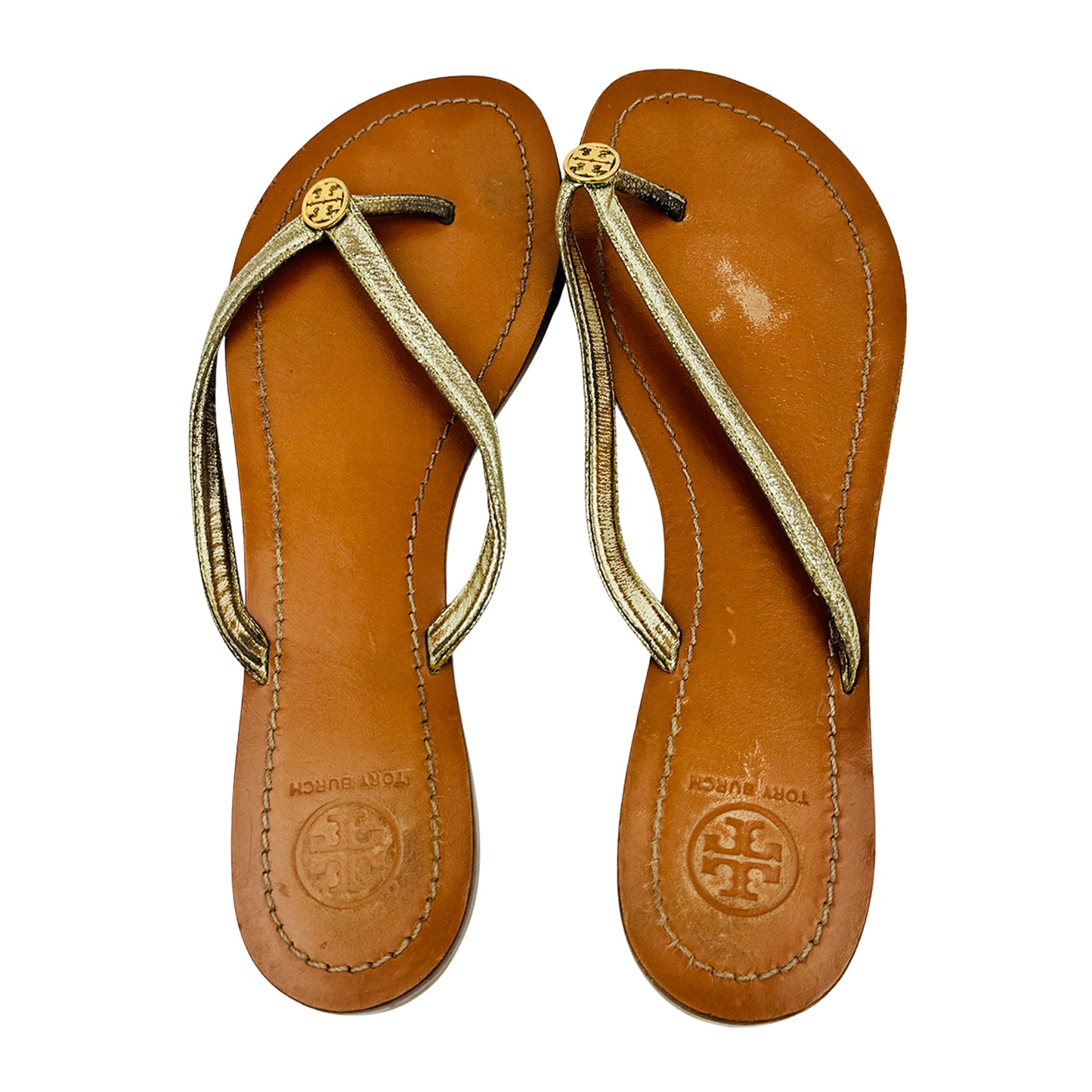 Tory Burch Terra Leather Flip Flops (Size 39)