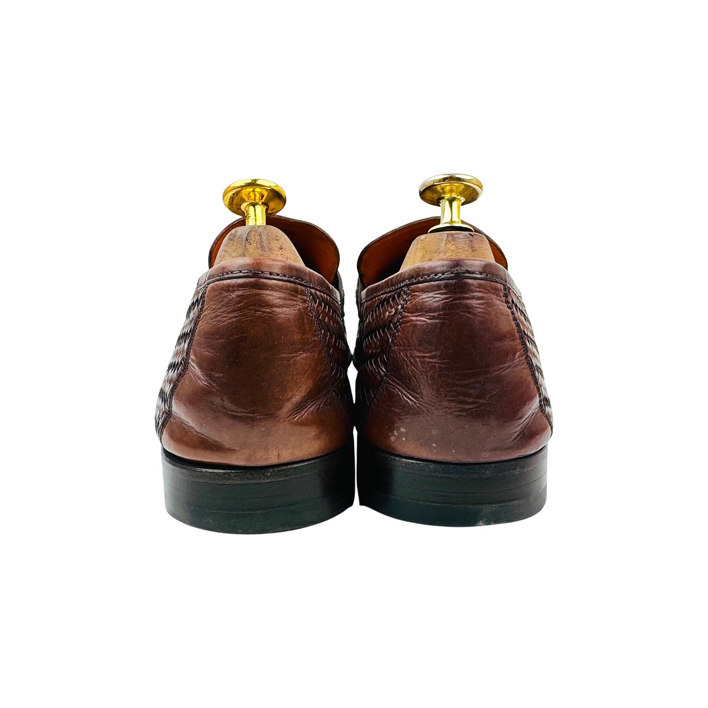 Magnanni Brown Woven Leather Tassel Loafers (Size 45)