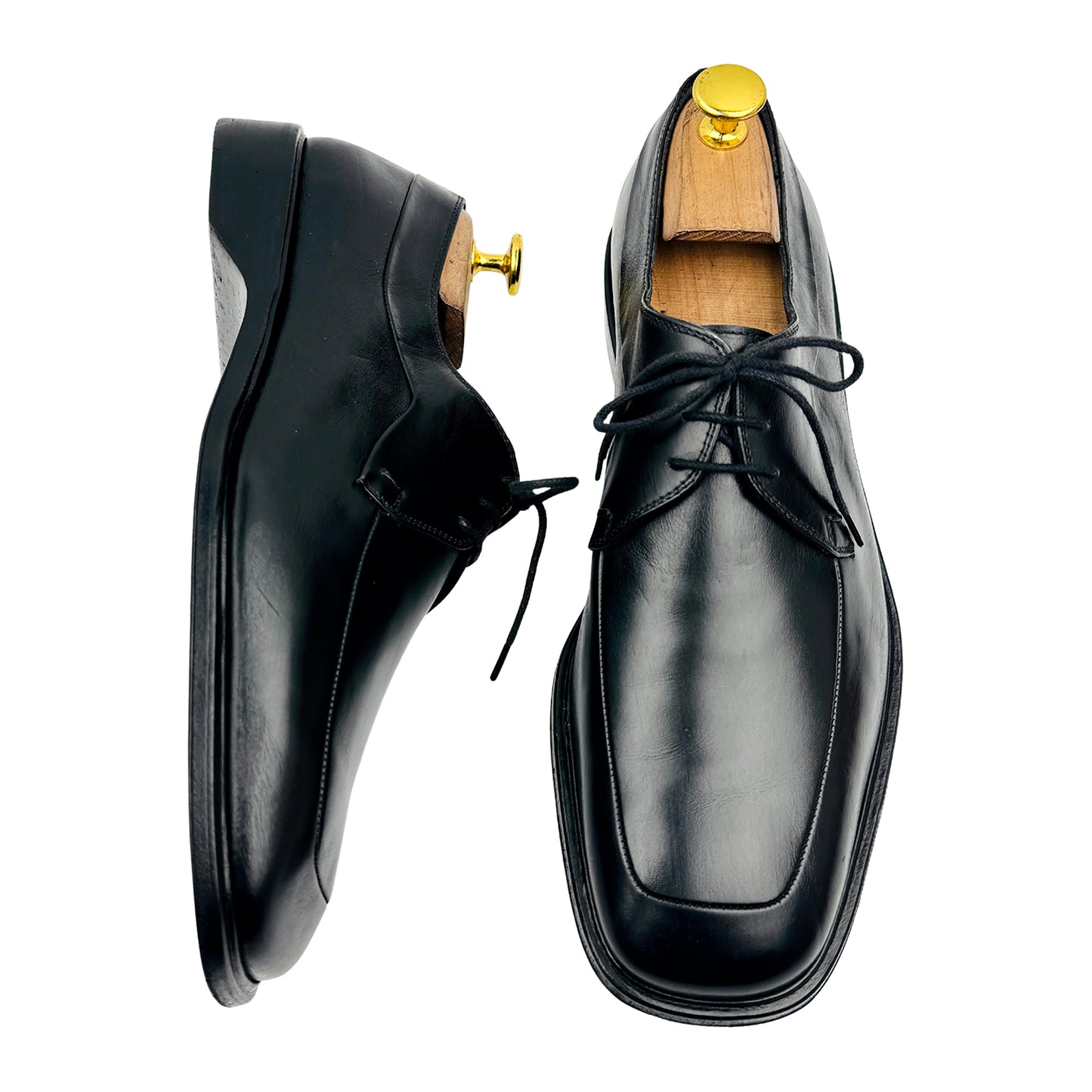 Salvatore Ferragamo Black Leather Derby Shoes (Size 42)