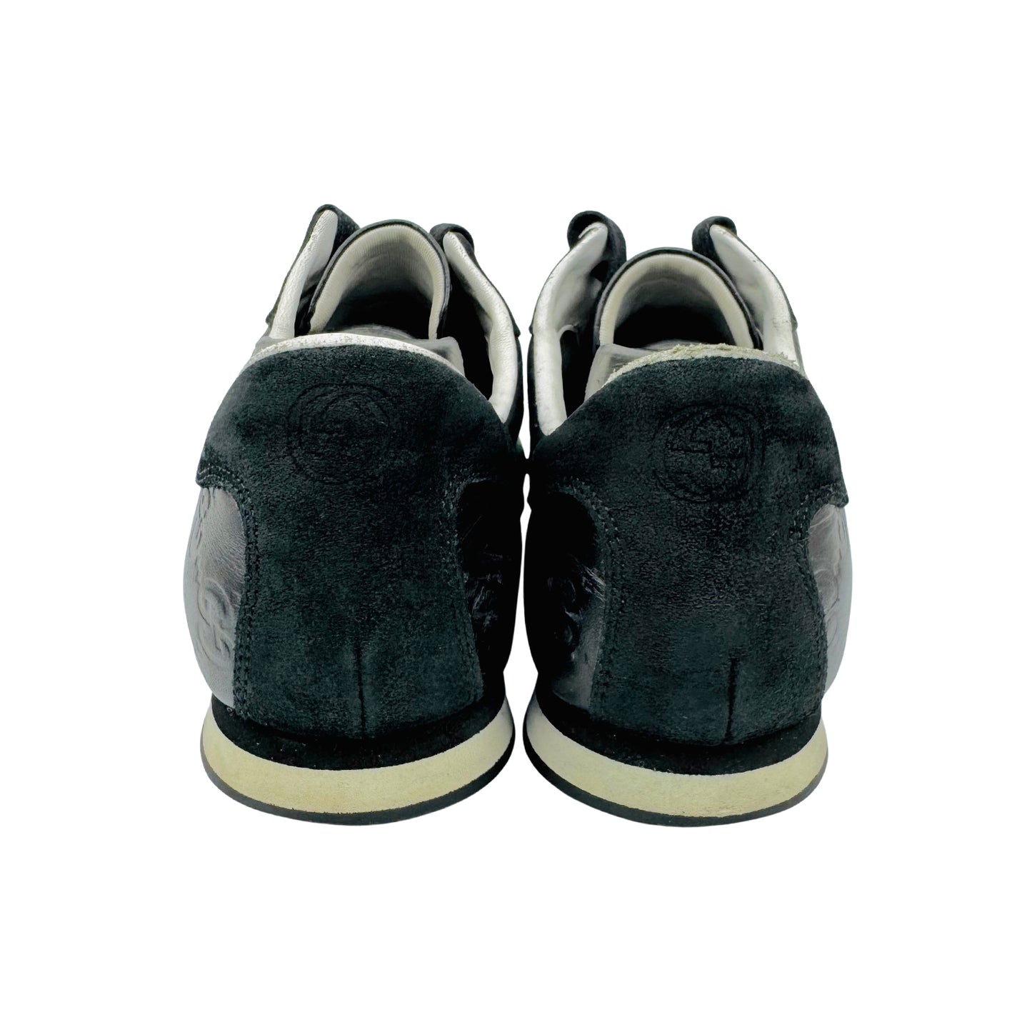 Gucci Men's Black Leather Suede Sneakers (Size 39.5/40)