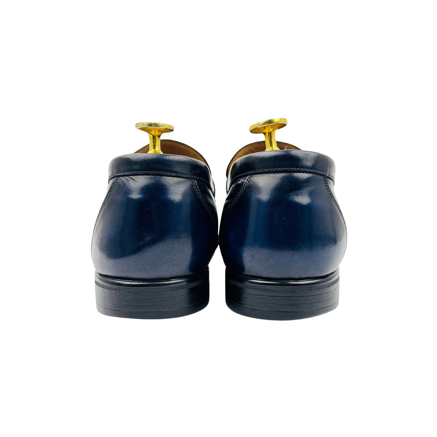 Bally Men's Navy Blue Polished Leather Loafers (Size 42.5)