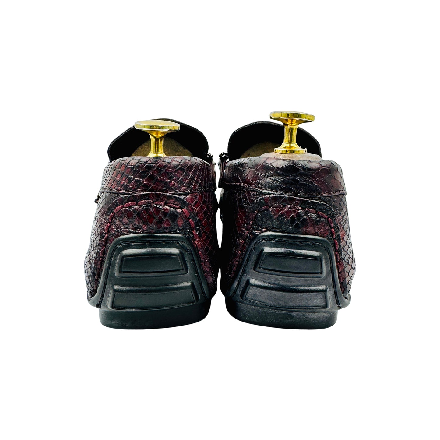 Roberto Cavalli Burgundy Snake Embossed Leather Loafers (Size 41)