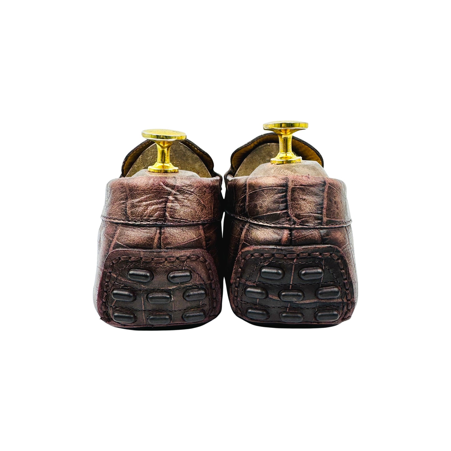 Santoni Crocodile Embossed Leather Driving Loafers (Size 41/41.5)