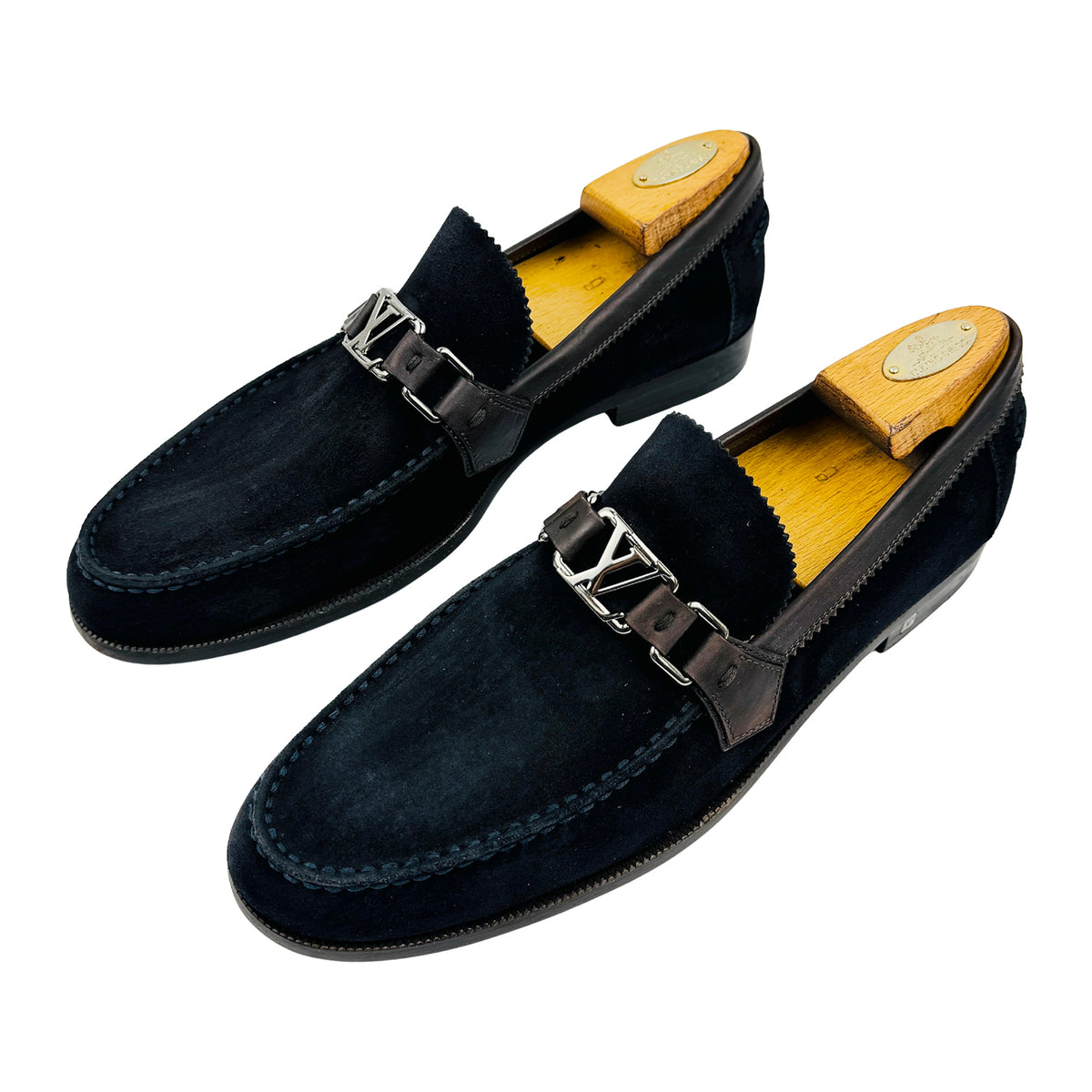 Louis Vuitton Major Suede Leather Navy Blue Loafers (Size 42.5)