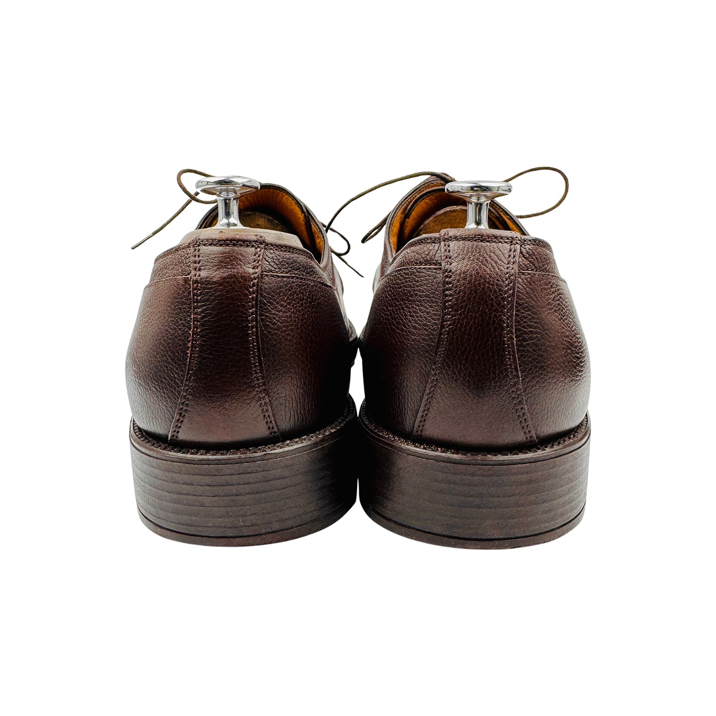 Salvatore Ferragamo Brown Pebbled Leather Derby Shoes (Size 46/46.5)