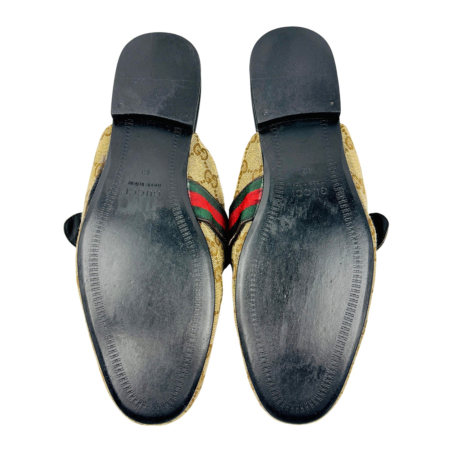 Gucci Princetown Beige GG Canvas Mules (Size 42)