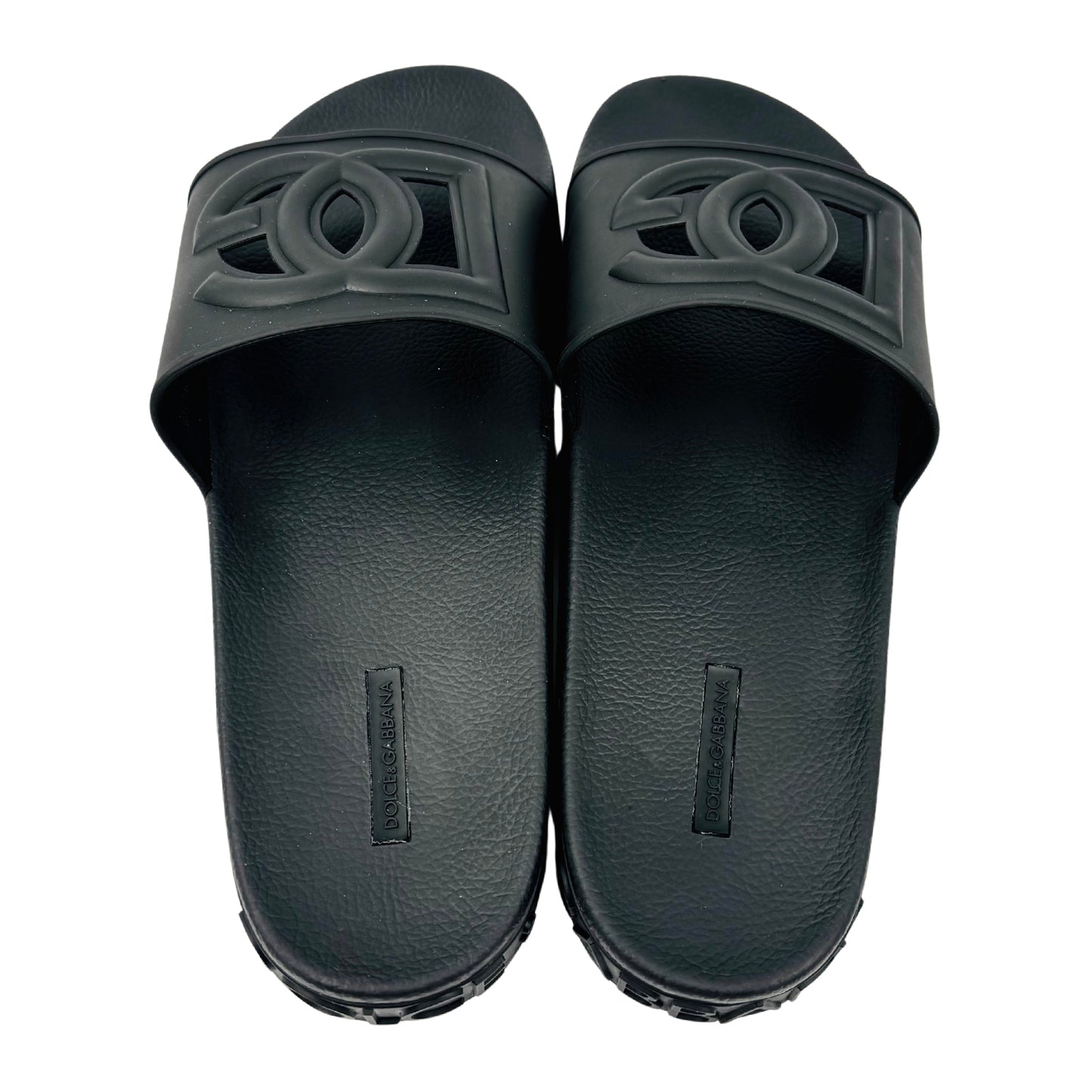 Dolce & Gabbana Men's Black Logo Slides (Size 47)