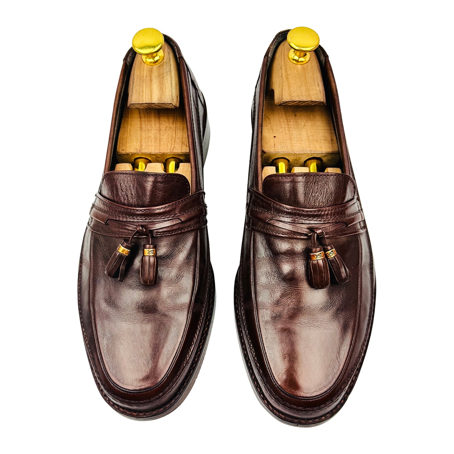 Yves Saint Laurent Dark Brown Leather Tassel Loafers (Size 40)