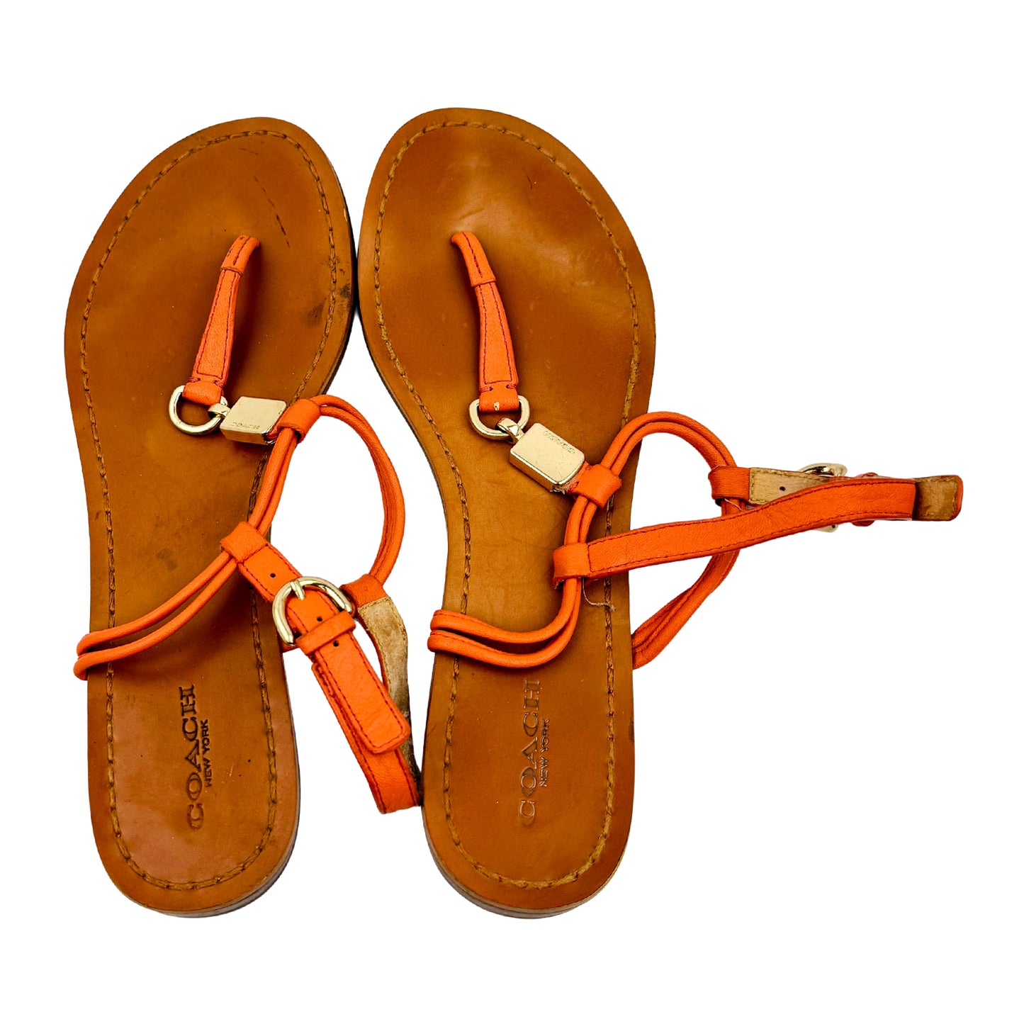 Coach Cicily Brown Leather Sandals (Size 37.5)