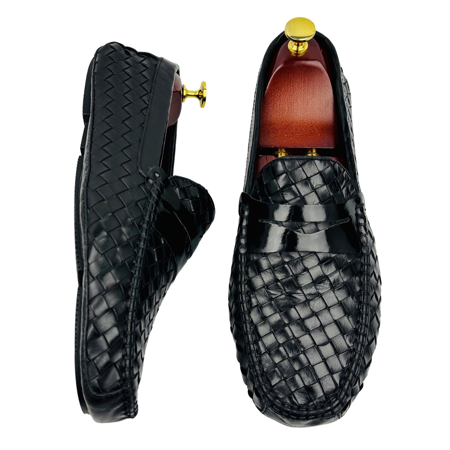 Bottega Veneta Black Woven Leather Loafers (Size 43)