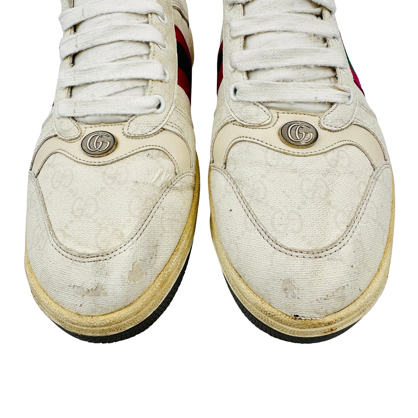 Gucci Screener White Web Stripe Sneakers (Size 42/42.5)