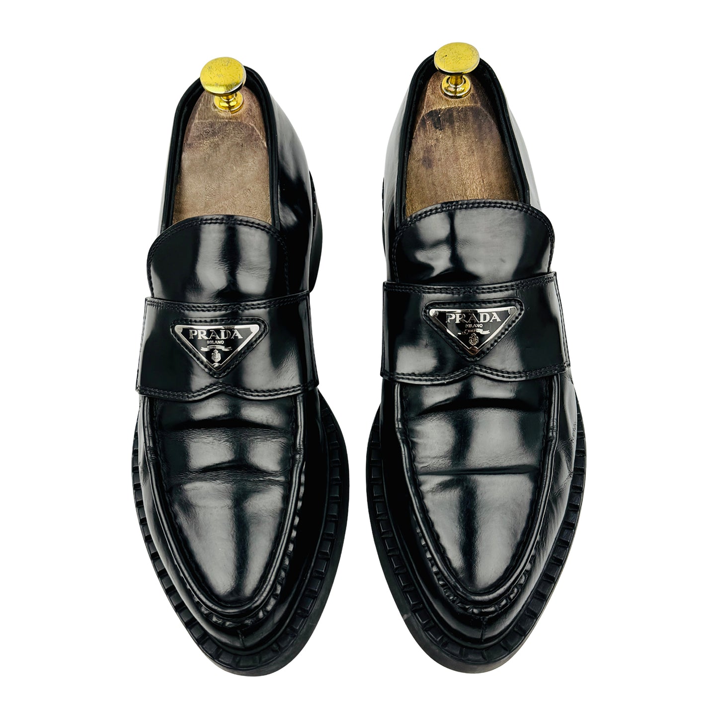 Prada Chocolate Black Leather Loafers (Size 41/41.5) - 2DE131