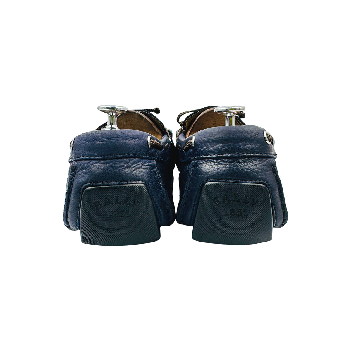 Bally Grained Leather Navy Loafers (Size 45)
