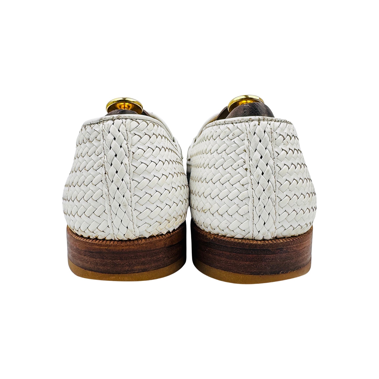 Bally Men's White Woven Leather Tassel Loafers (Size 43)