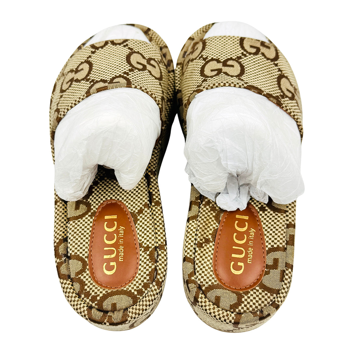 Gucci Angelina Maxi GG Canvas Slides (Size 40/40.5)